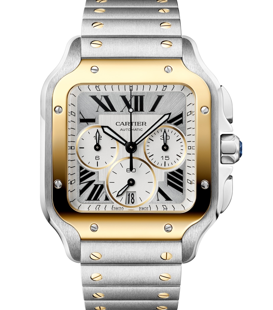Cartier Large Stainless Steel and Yellow Gold Santos de Cartier Watch 39.8mm Steel + Yellow Gold Image 1