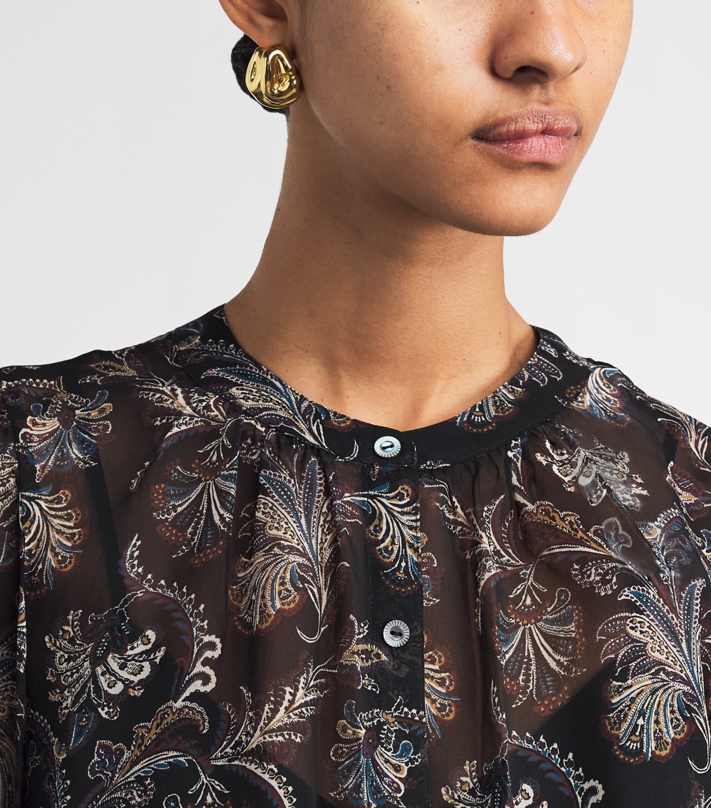 Veronica Beard Womens Silk Ashlynn Blouse Black Multi Image 3
