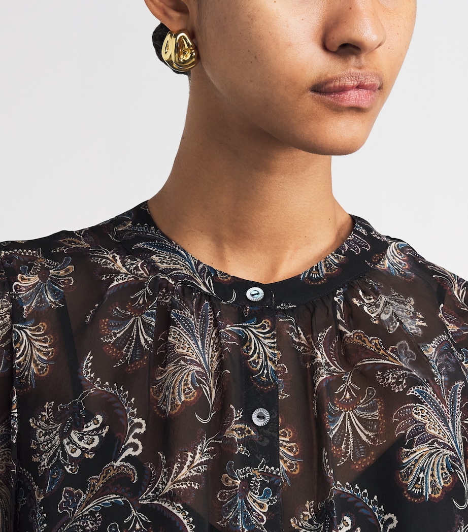 Veronica Beard Womens Silk Ashlynn Blouse Black Multi Image 3