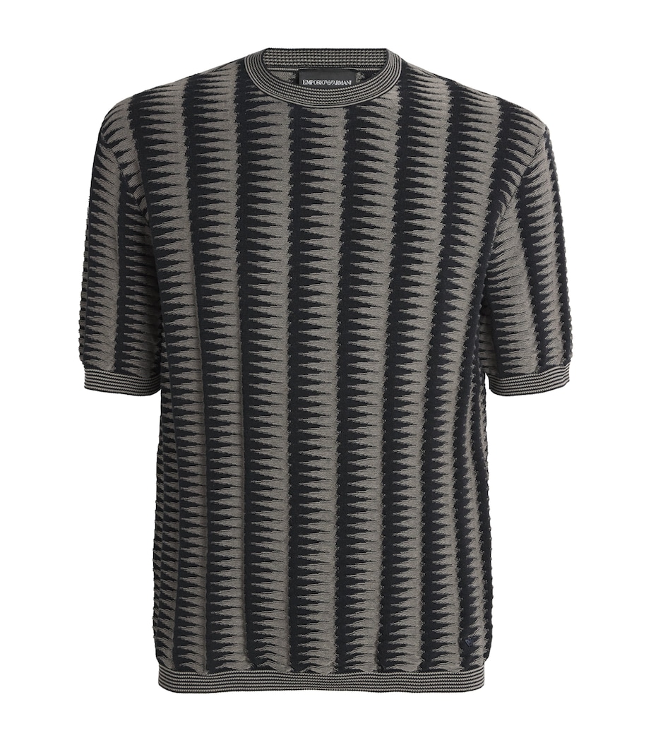Emporio Armani Mens Cotton Knitted Jacquard T-Shirt Image 1