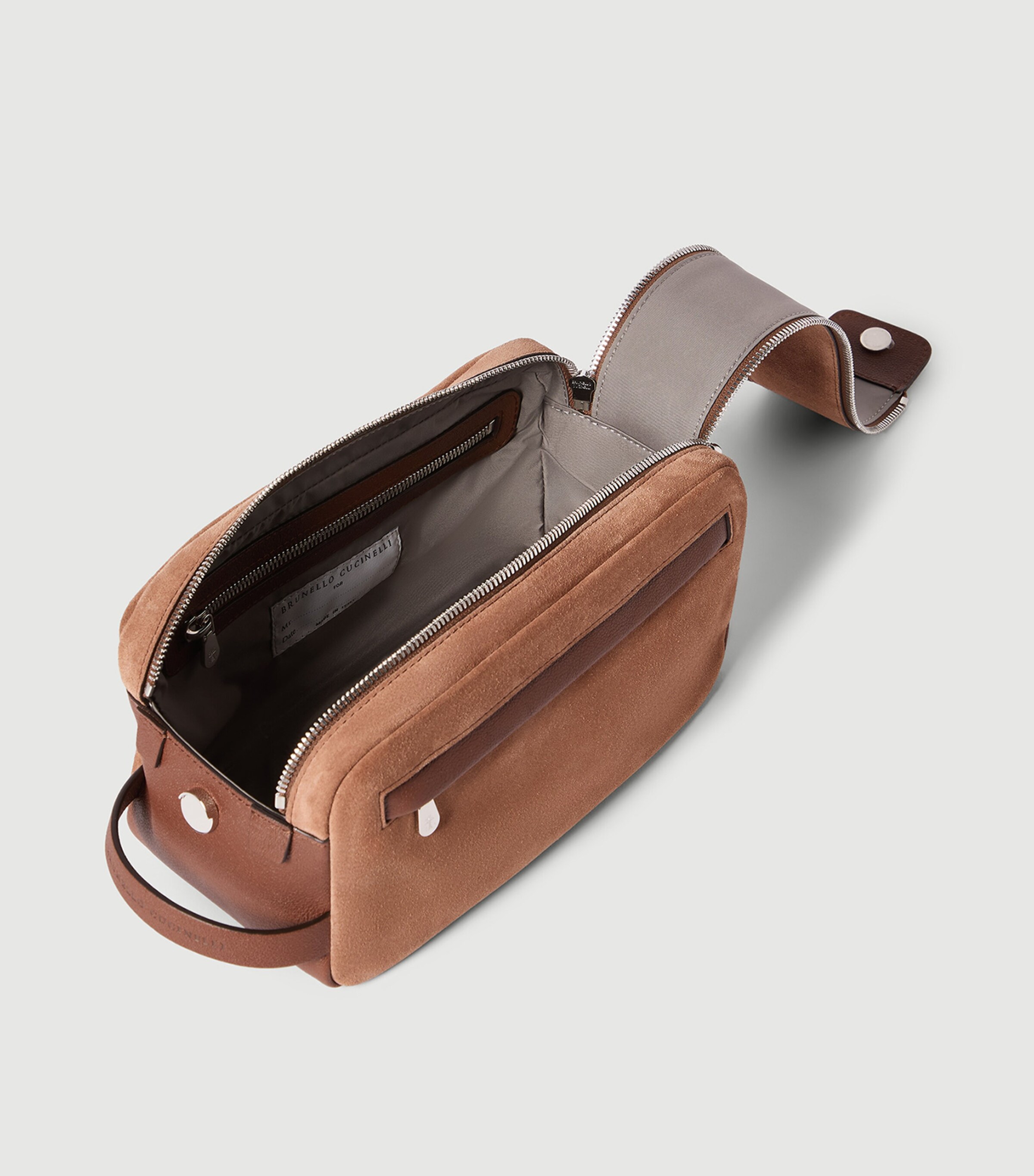 Brunello Cucinelli Suede-Leather Wash Bag Image 5