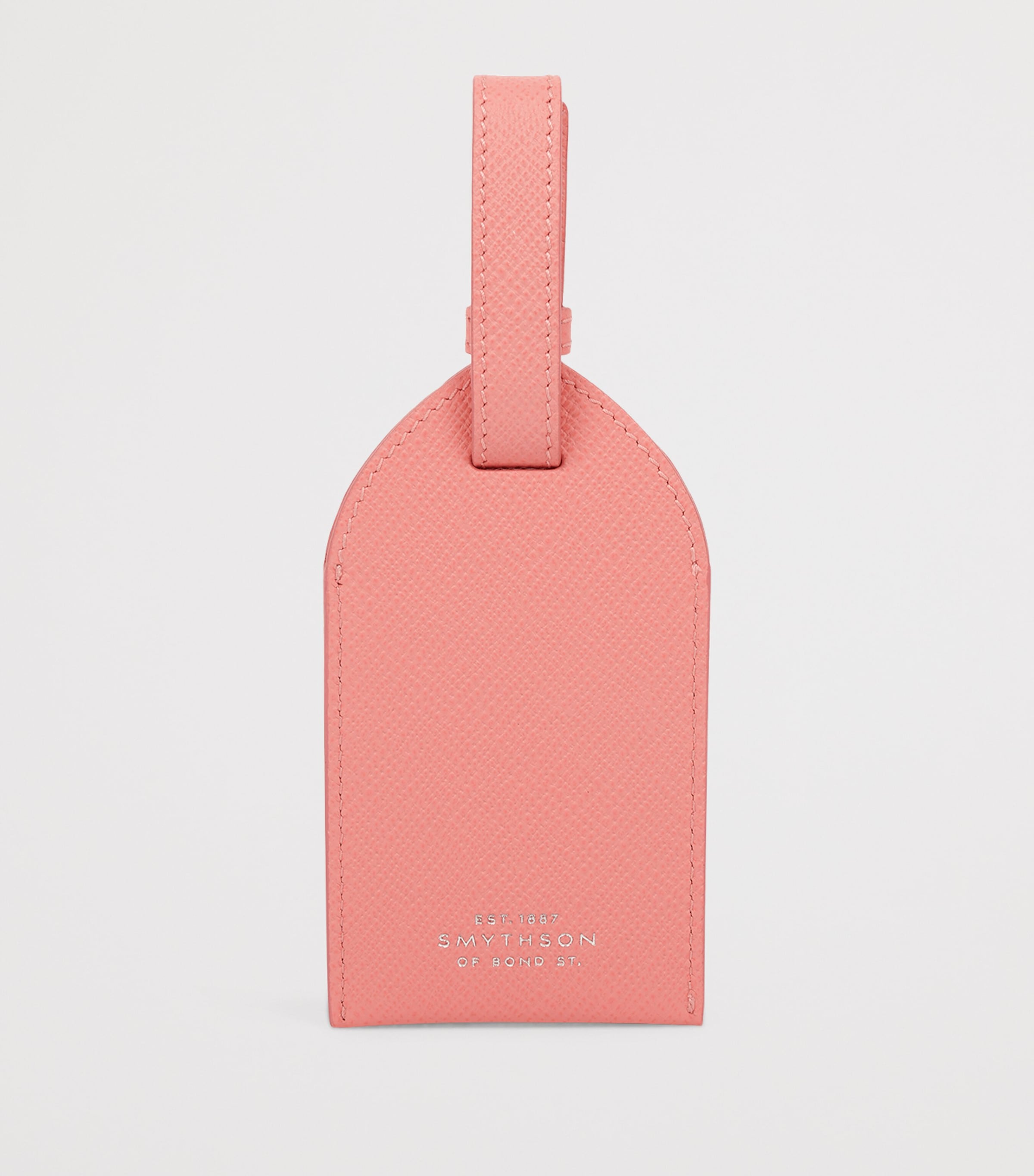 Smythson Calfskin Panama Luggage Tag Candy Pink Image 3