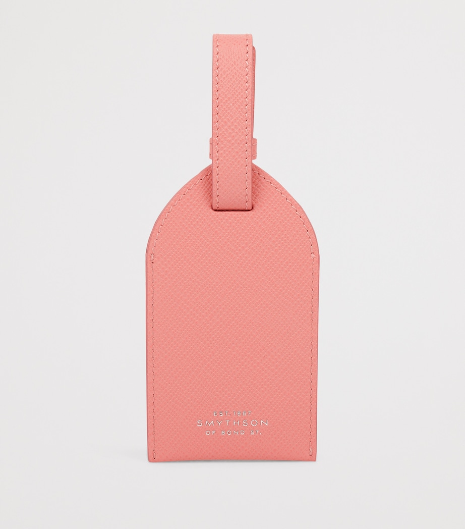 Smythson Calfskin Panama Luggage Tag Candy Pink Image 3