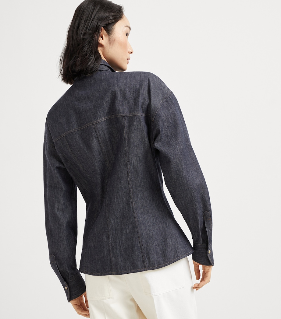 Denim Pussybow Shirt C001 Image 3