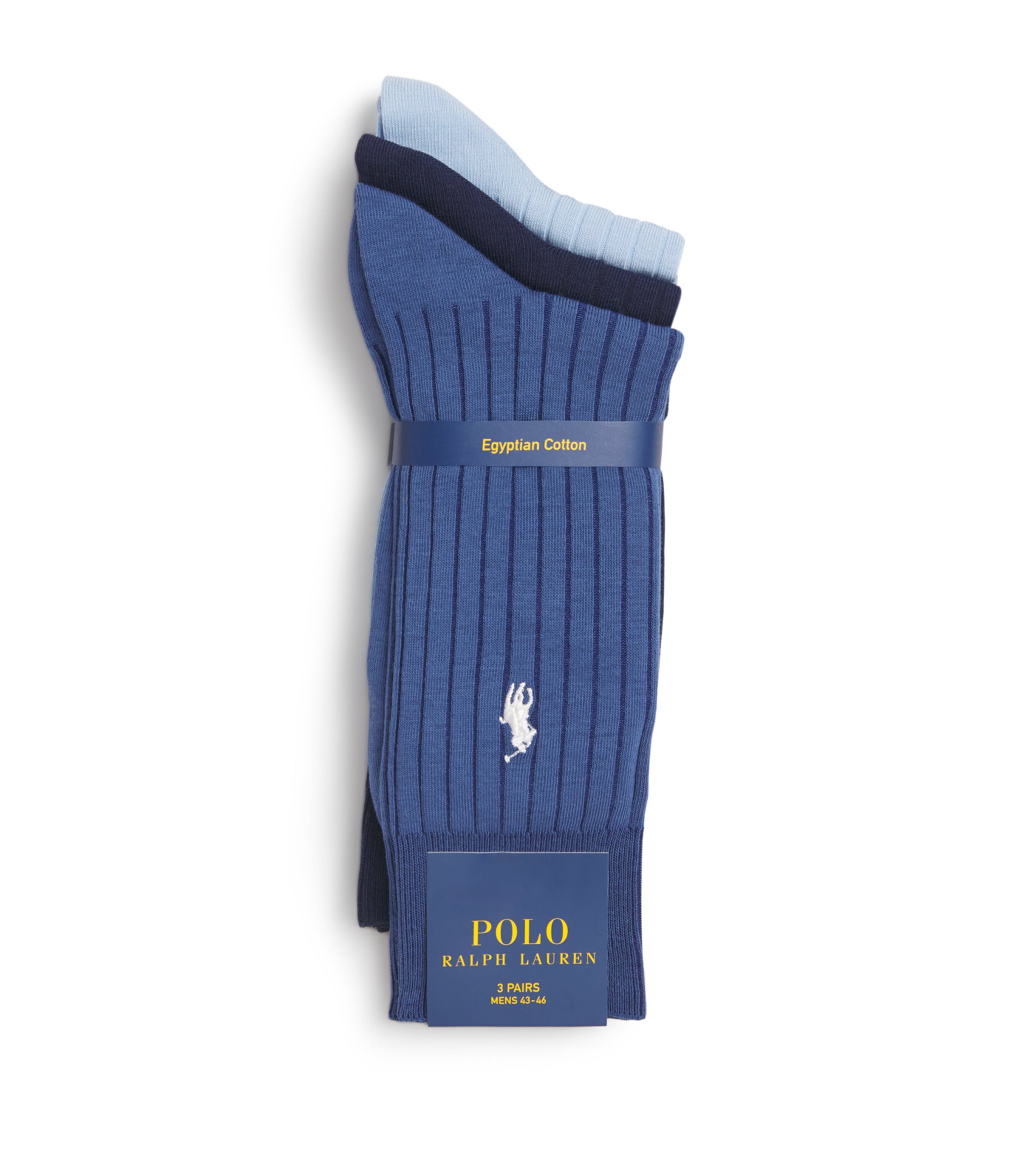 Rib-Knit Polo Pony Socks (Pack of 3) BLUE ASSORTED Image 1