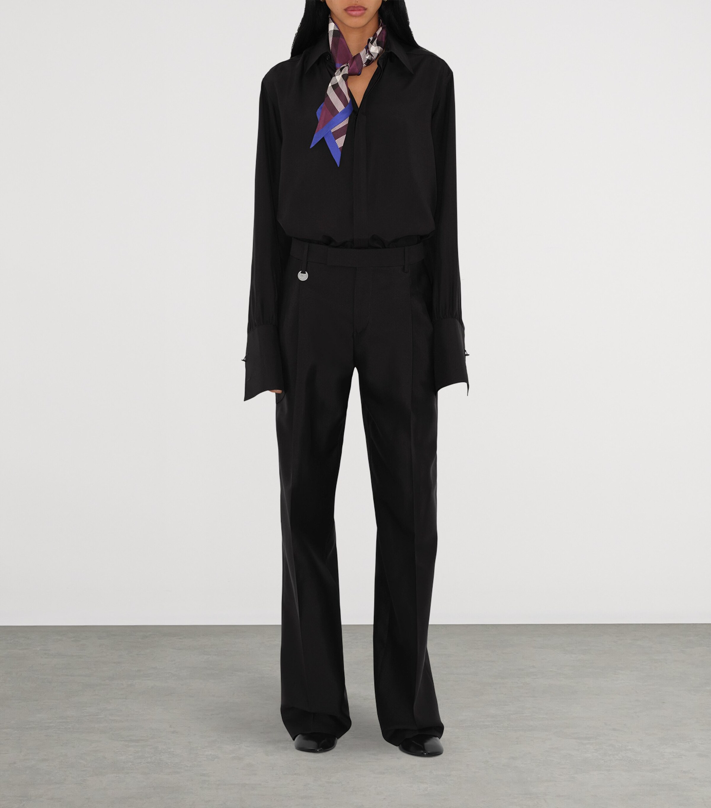 Burberry Silk Skinny Check Scarf Pansy Image 3