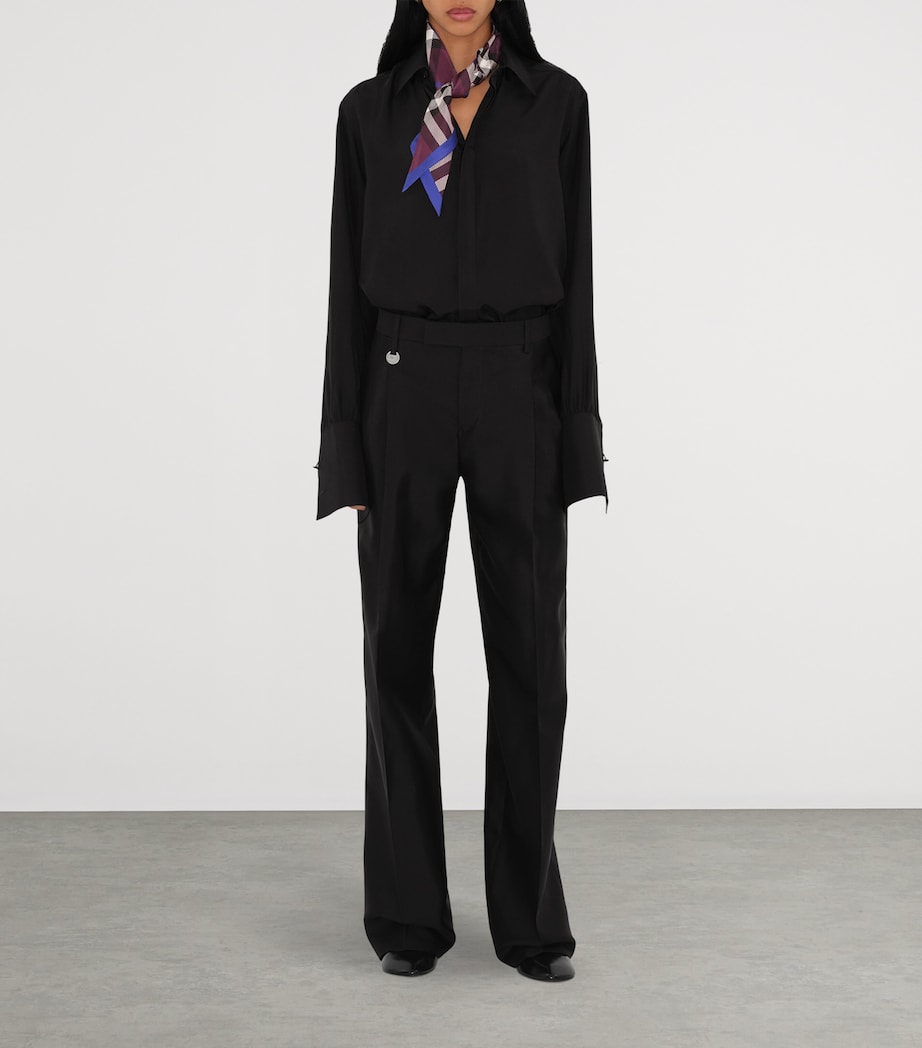 Silk Skinny Check Scarf PANSY Image 3