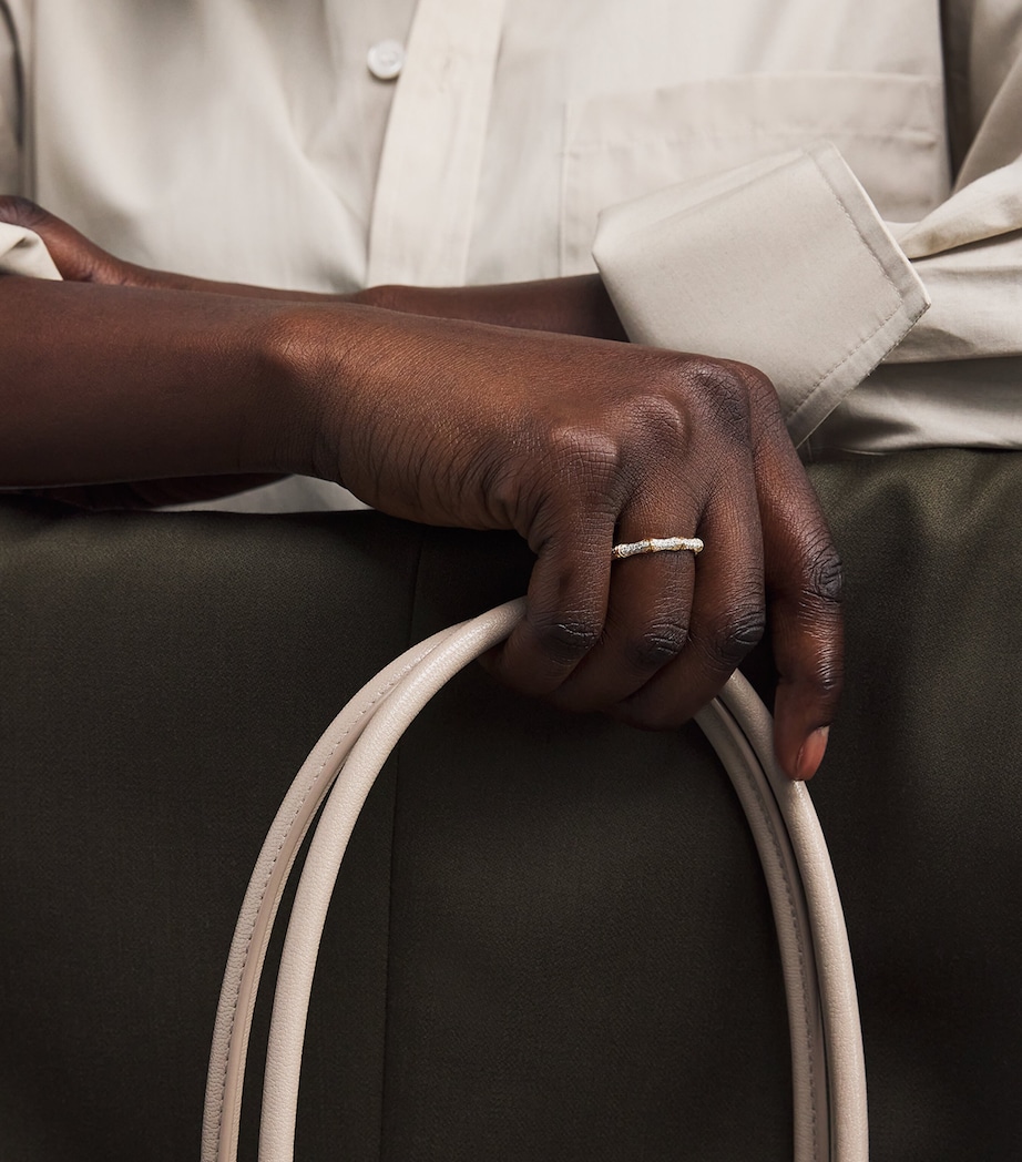 Yellow Gold and Pavé Diamond Bamboo Ring YELLOW GOLD Image 2