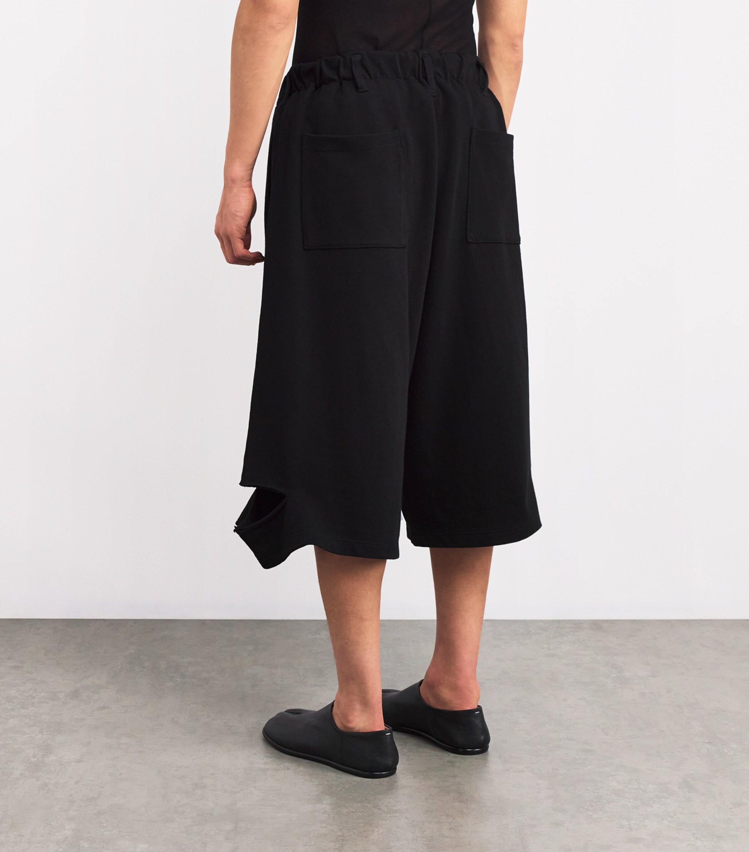 Yohji Yamamoto Black Split-Detail Shorts | Harrods US