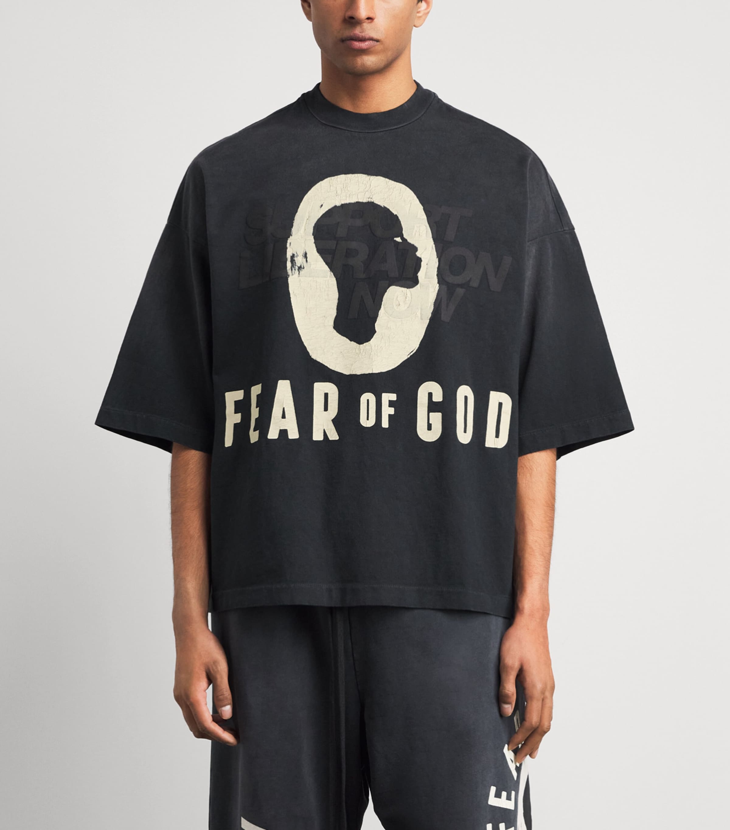 Fear Of God Mens x DSYF Support Liberation Now T-Shirt Black/ Image 4