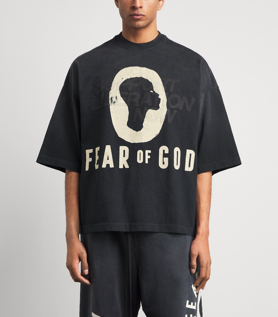 Fear Of God Mens x DSYF Support Liberation Now T-Shirt Black/ Image 4