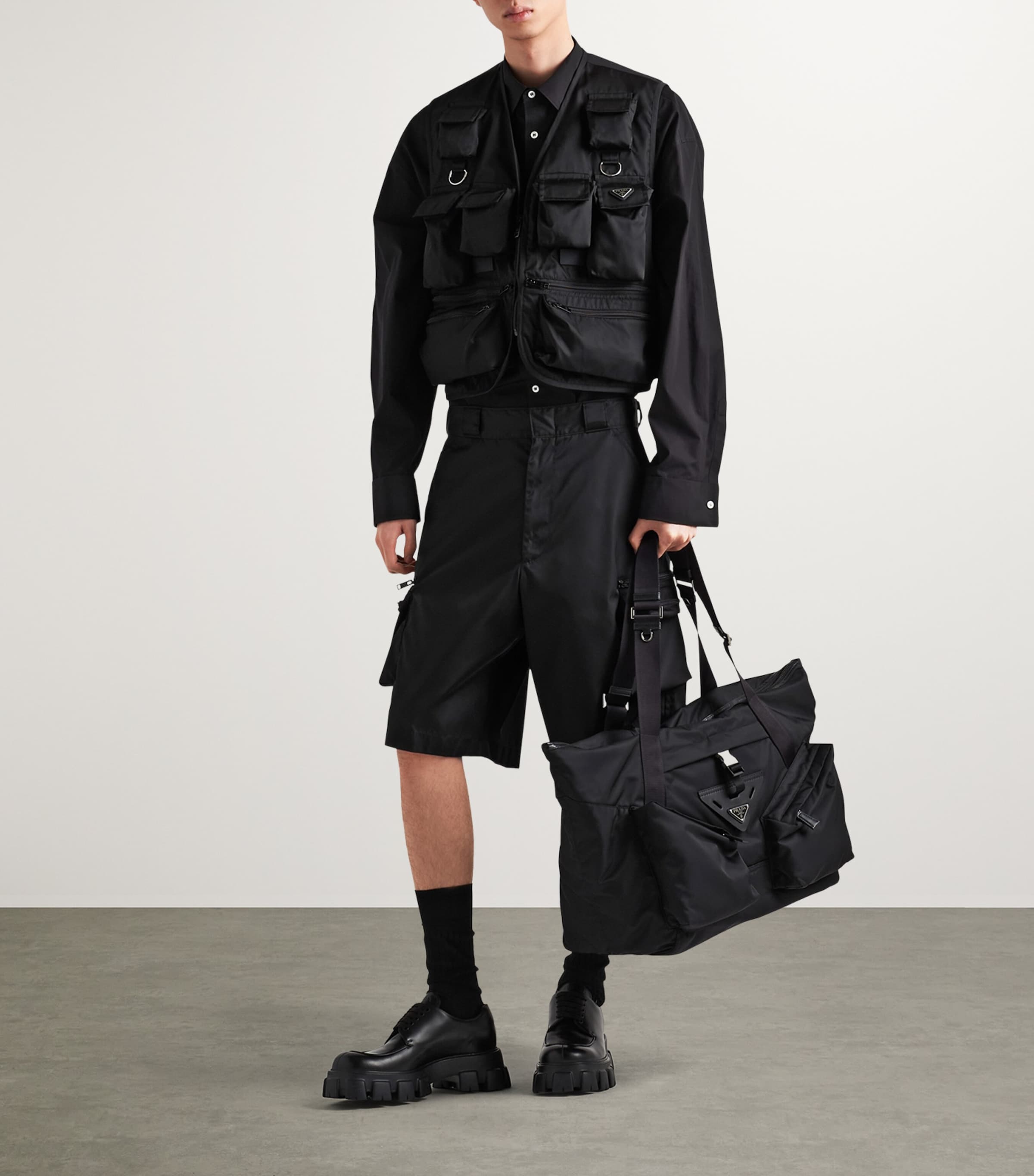 Leather and Renylon Travel Tote Bag F0002 Image 8