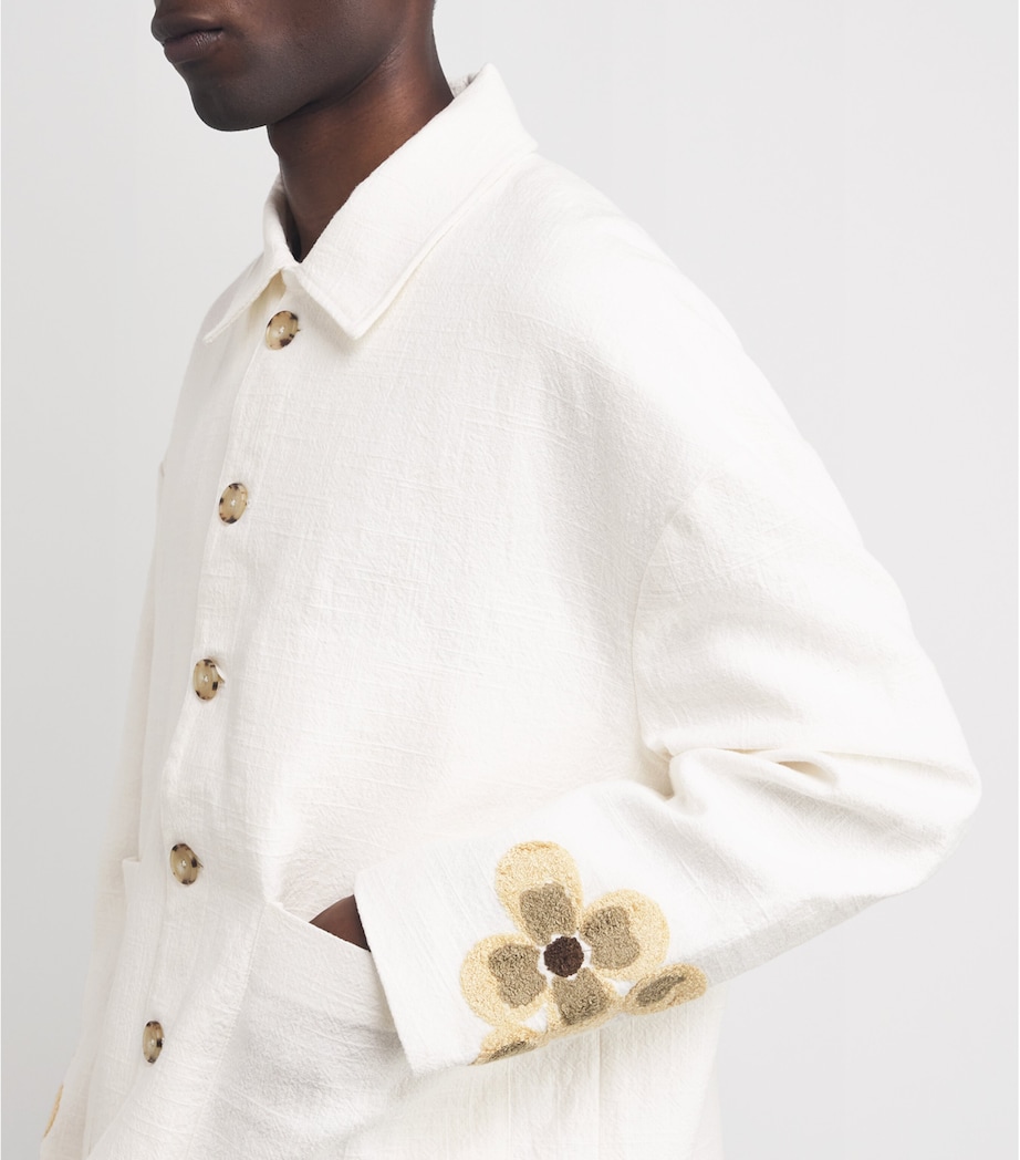 Linen-Cotton Embroidered Jacket OFF WHITE Image 6
