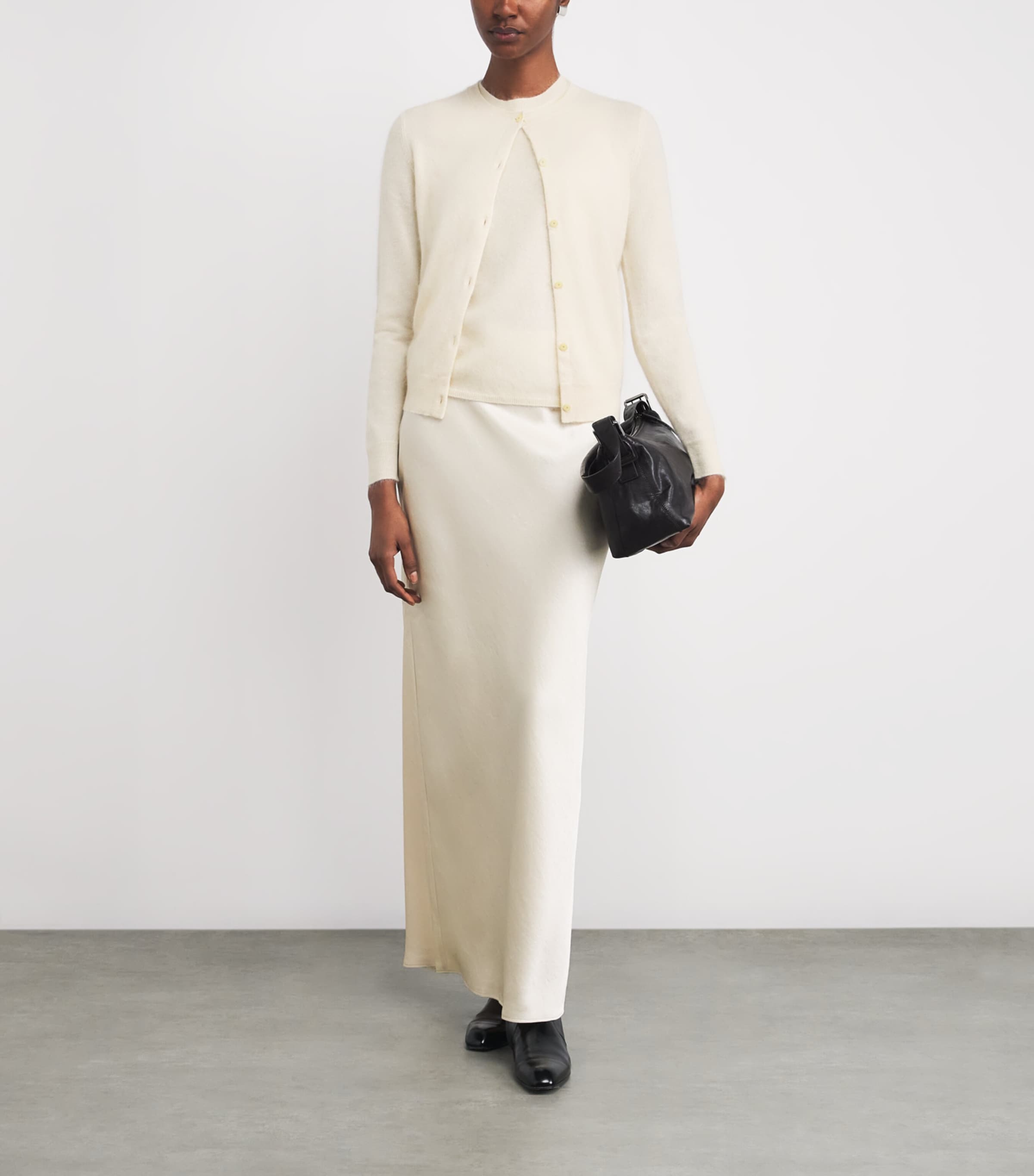 Brushed Cashmere Cardigan C05-IVORY Image 2