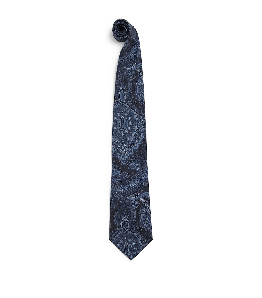 Ralph Lauren Purple Label Mulberry Paisley Silk Tie Navy Image 1