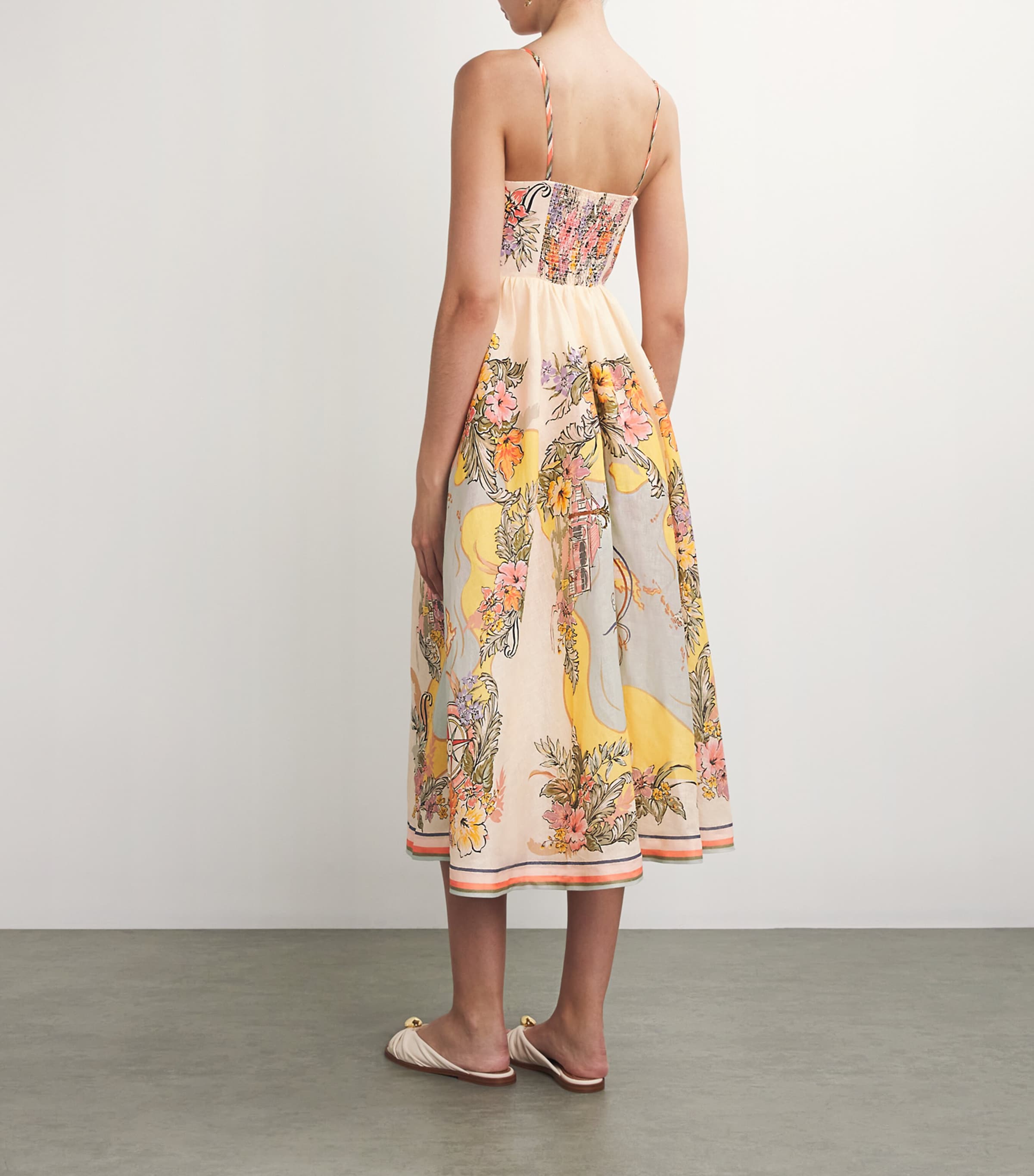 Linen Nautrical Map Print Midi Dress NAUTICAL MAP Image 3