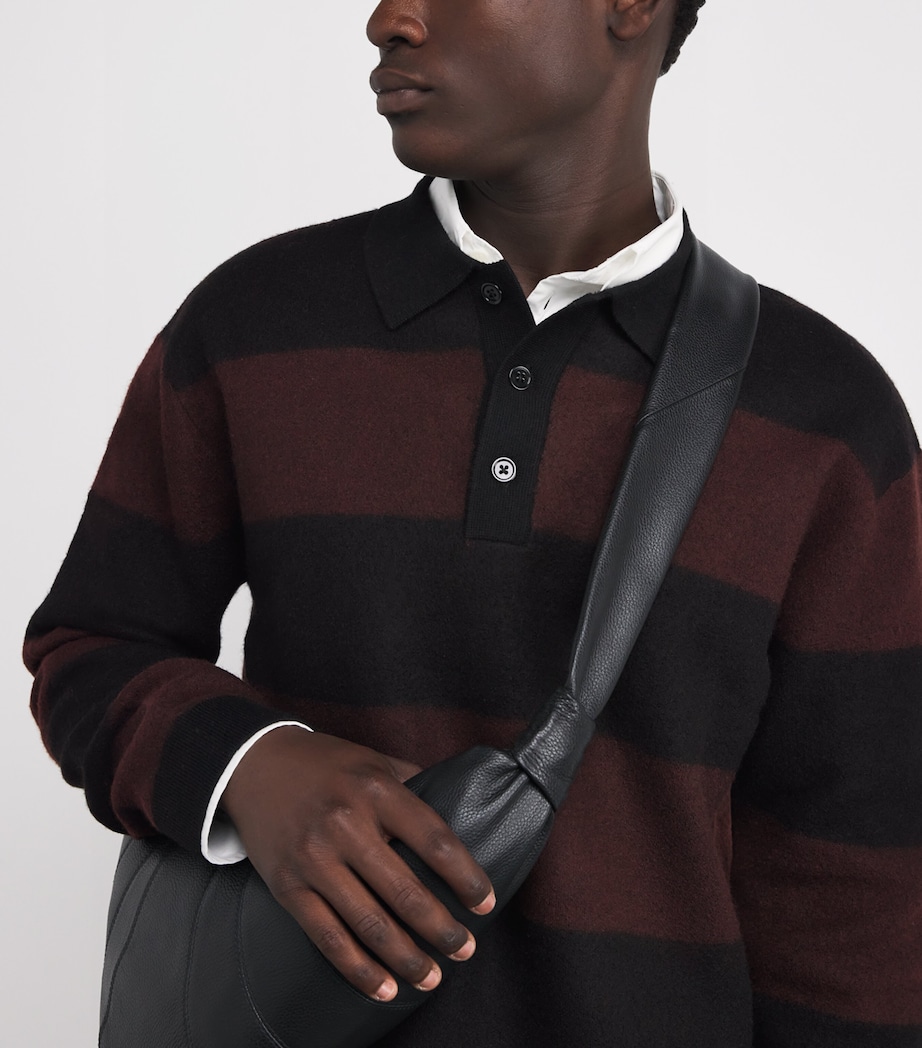Wool Stripe Rugby Polo Sweater BLACK Image 6