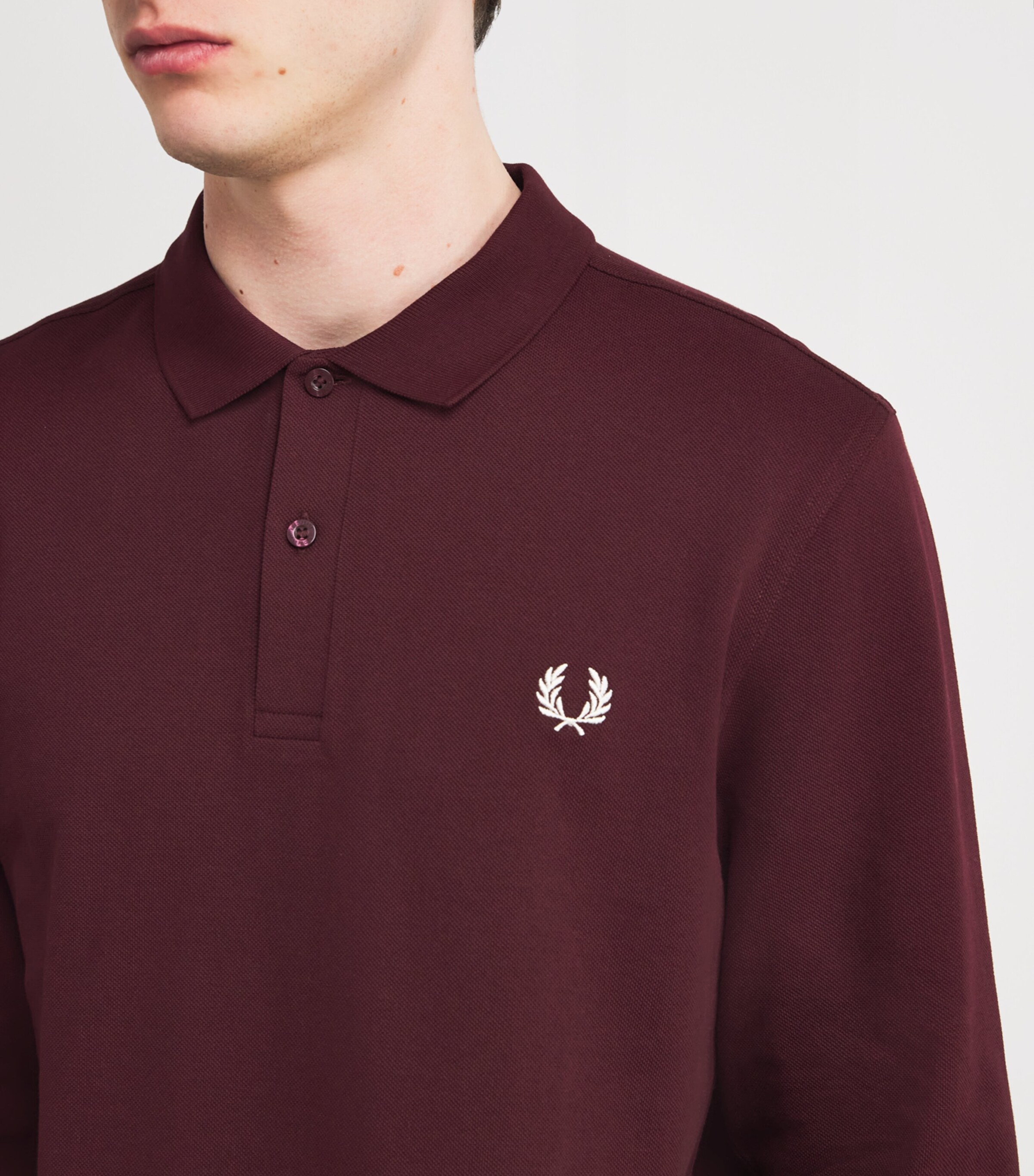 Fred Perry Mens Cotton Embroidered Half-Zip Sweatshirt Oxblood Image 6