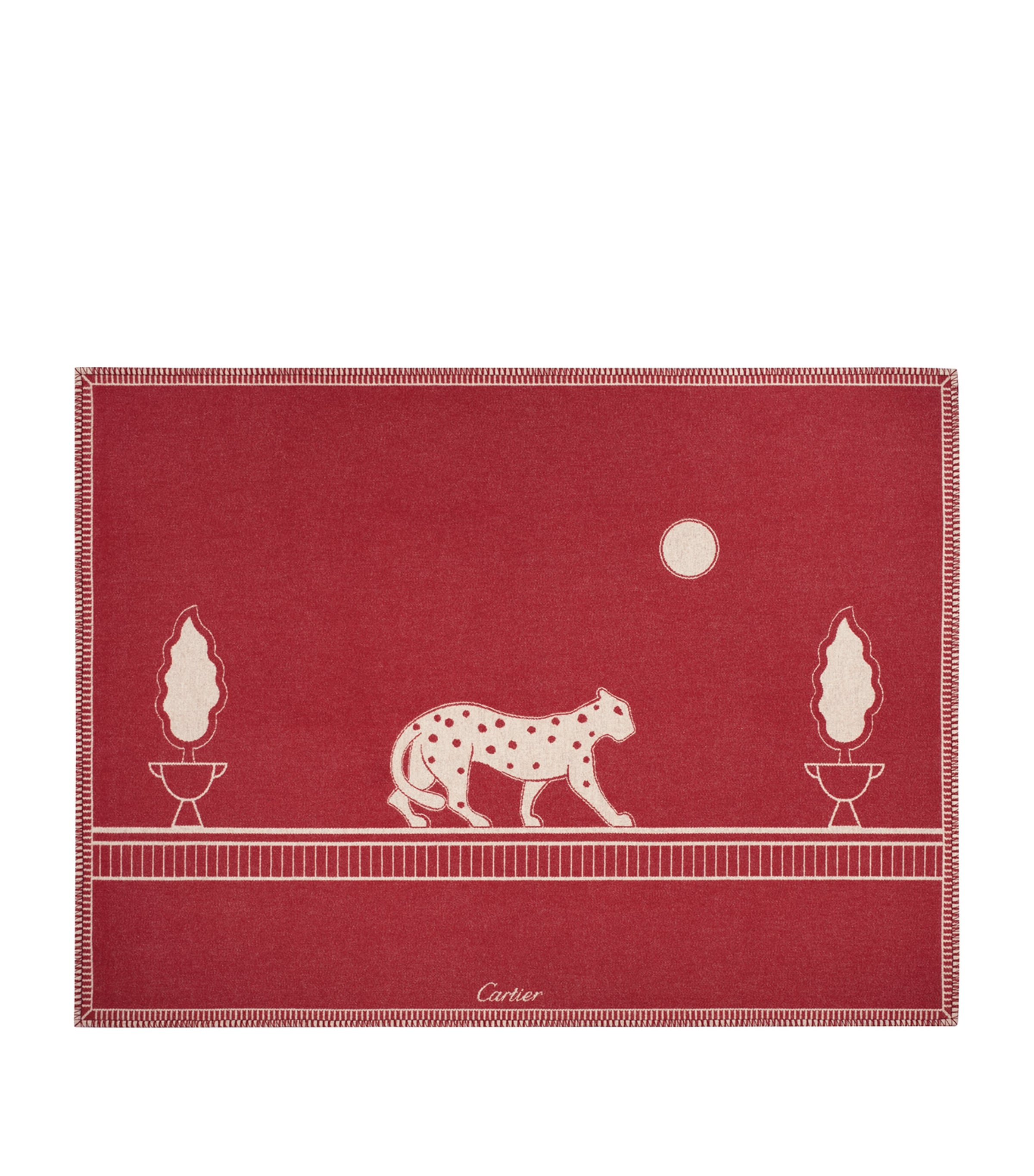Cartier Merino Wool-Cashmere Panthère de Cartier Blanket (190cm x 140cm) Red Image 1