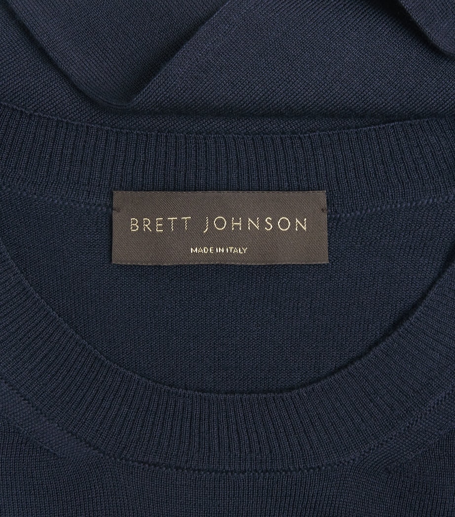 Brett Johnson Mens Cashmere-Silk T-Shirt Navy Image 6