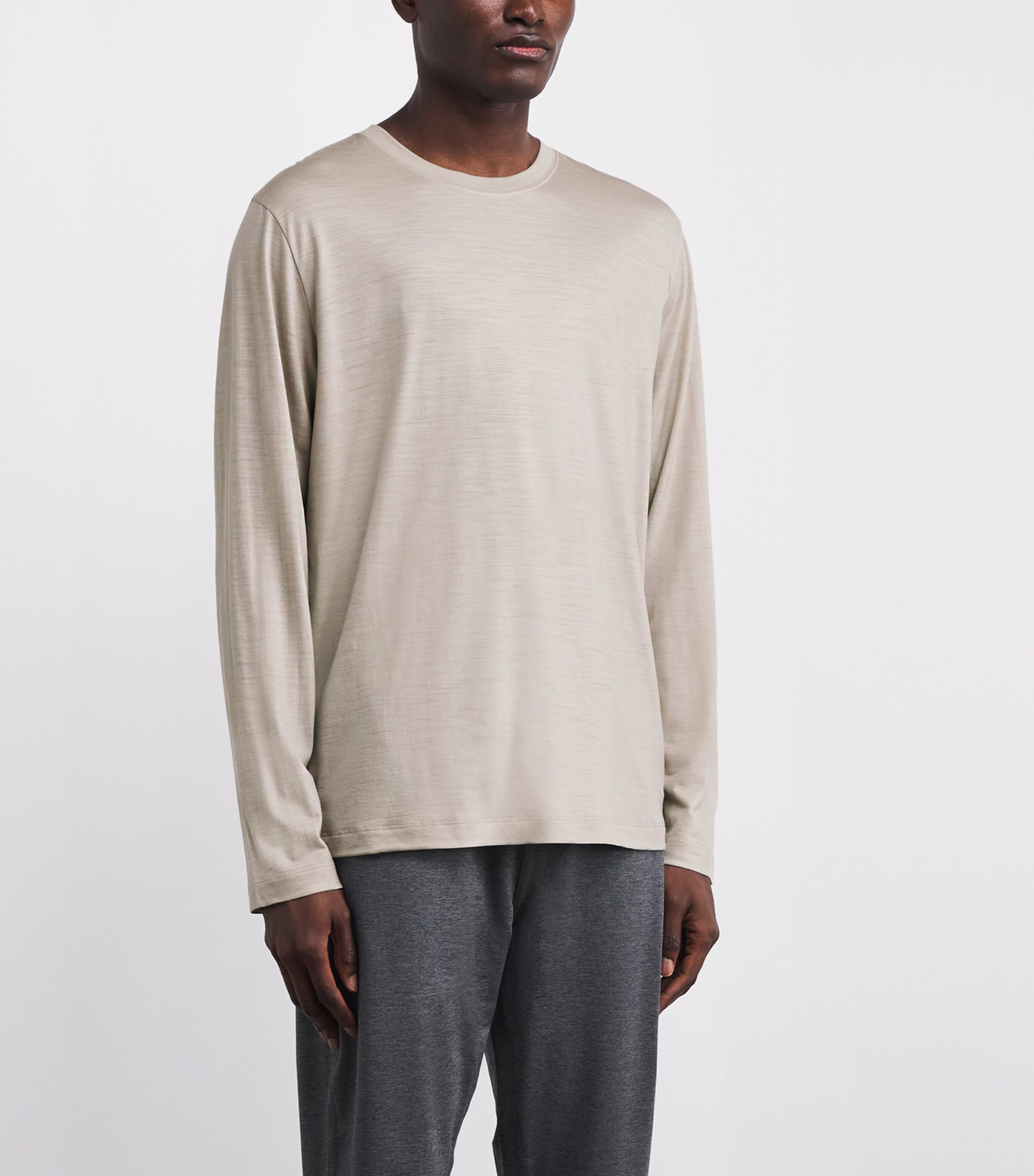 Virgin Wool Long-Sleeve T-Shirt X34 DRIFTWOOD Image 3