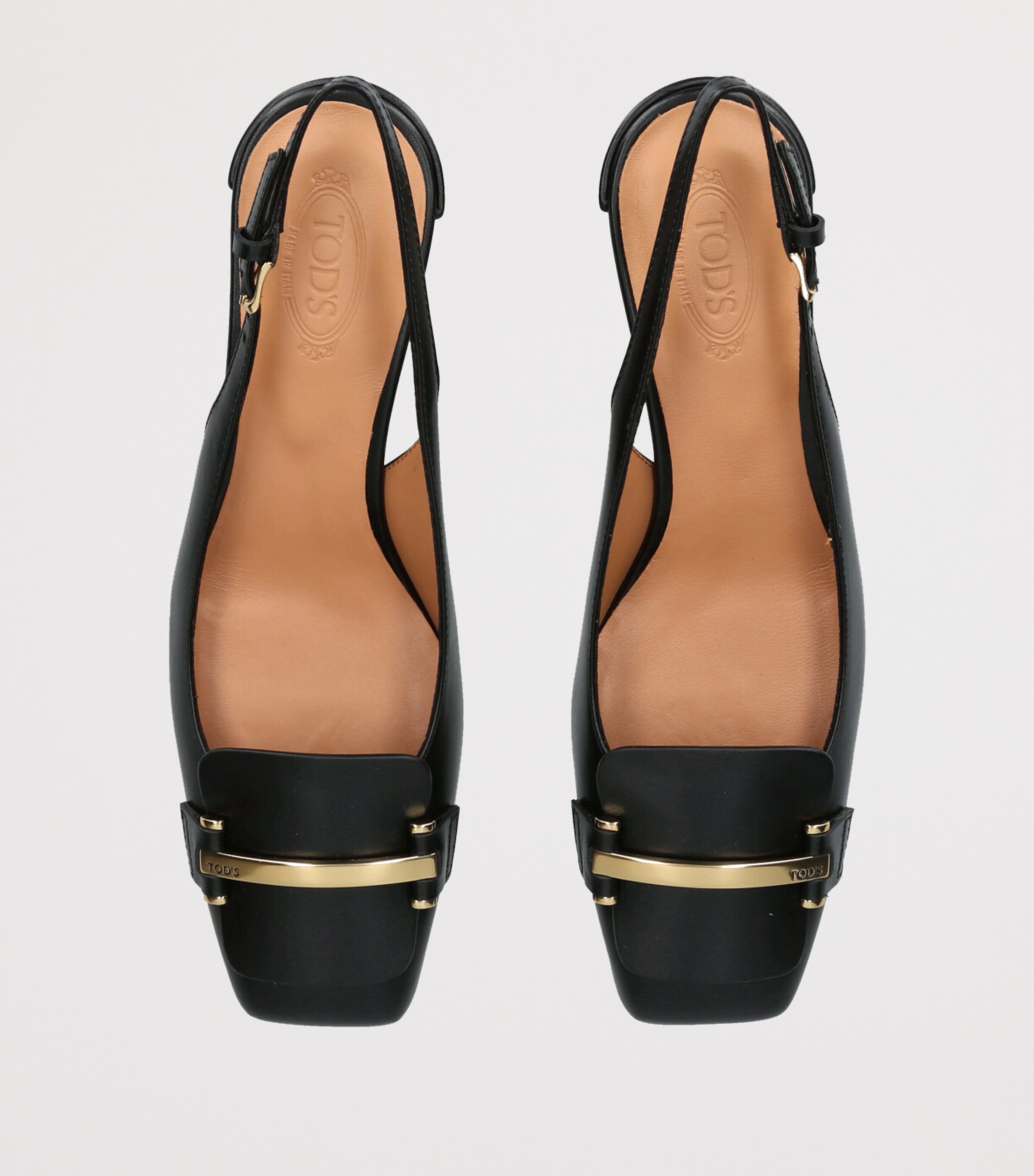 Leather Barretta Slingback Pumps 50 BLACK Image 4