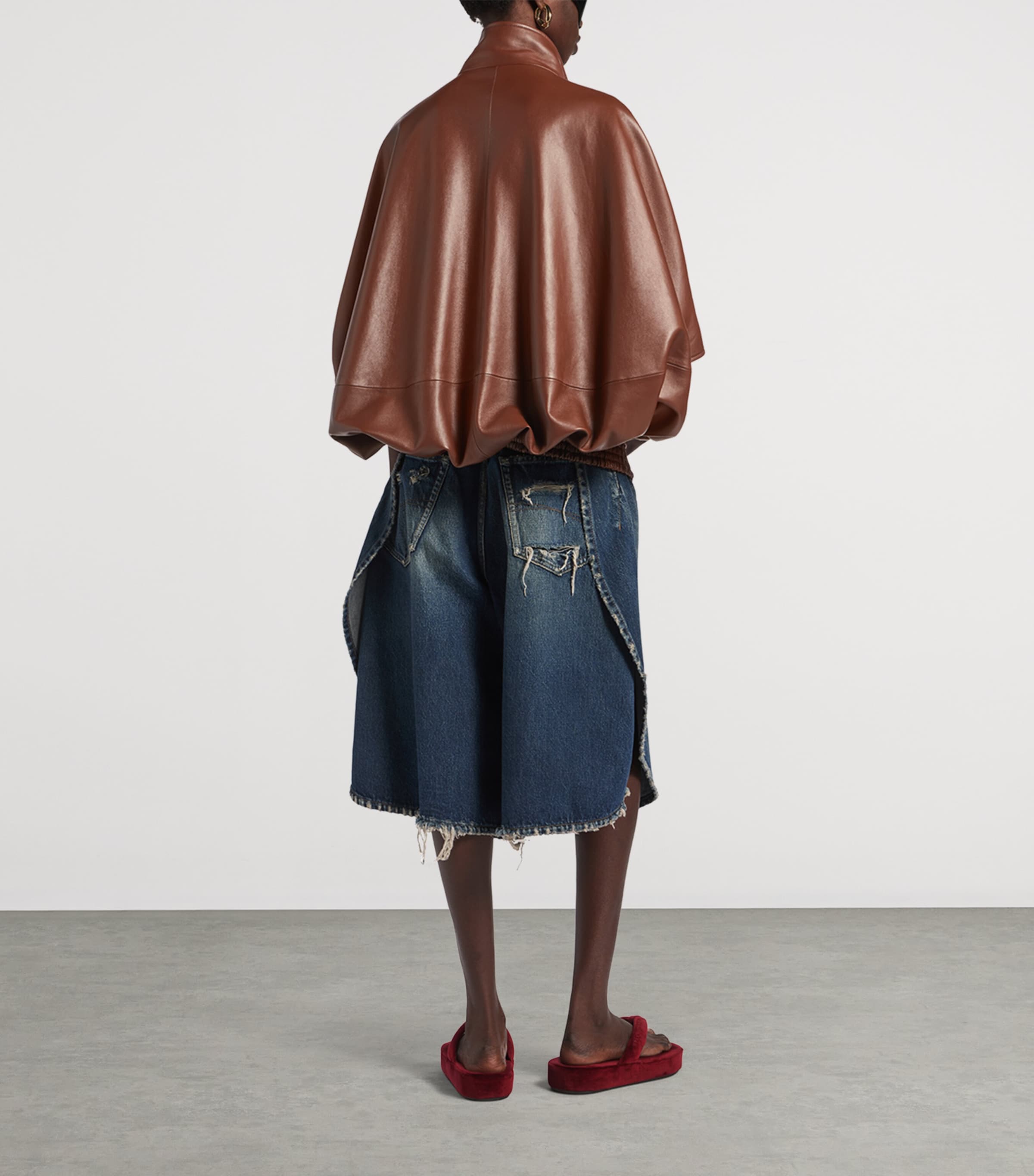Balenciaga Womens Tulip Denim Shorts Image 3
