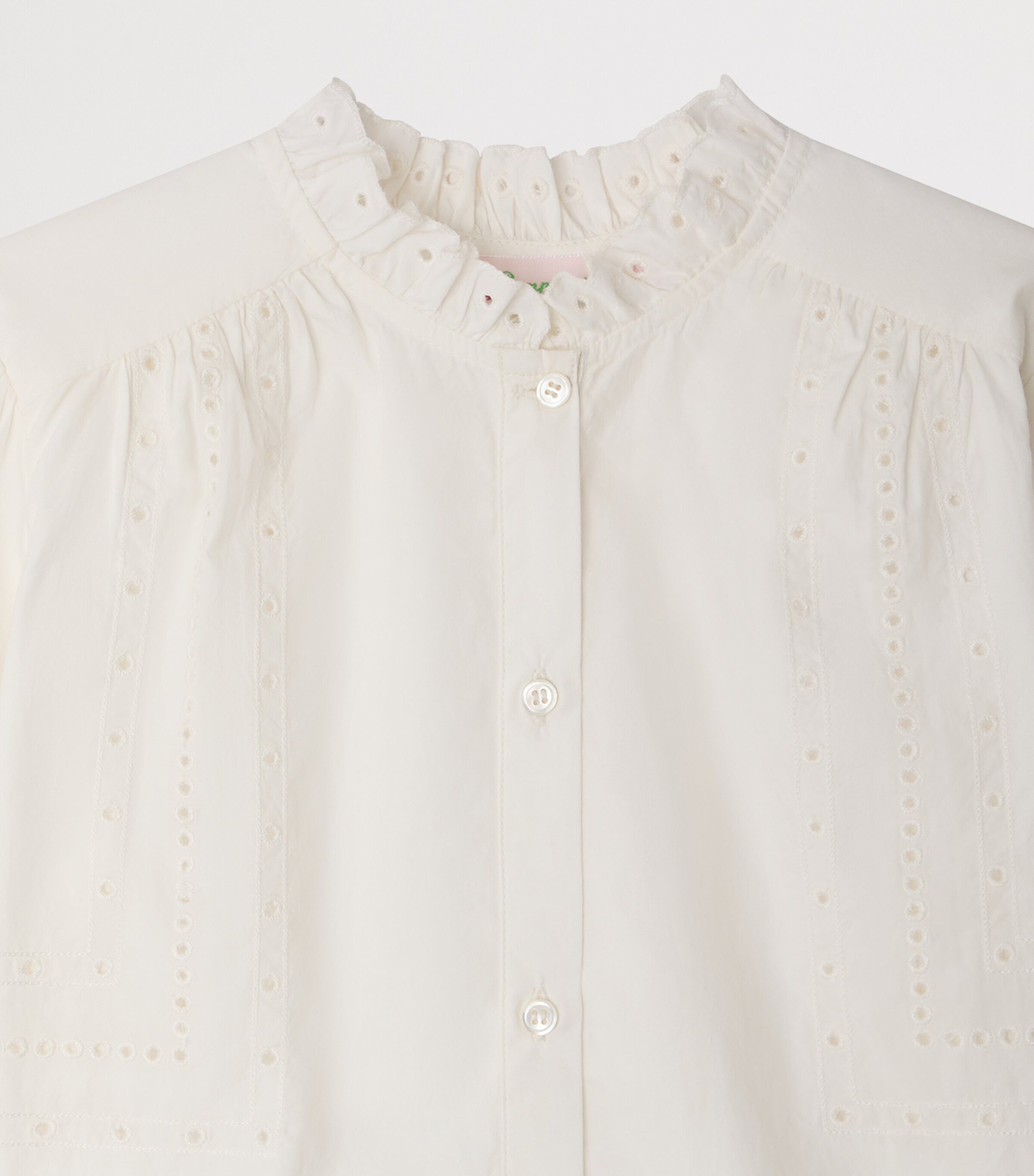 Bonpoint Cotton Broderie Anglaise Blouse (10-14 Years) Upb Blanc Lait Image 3