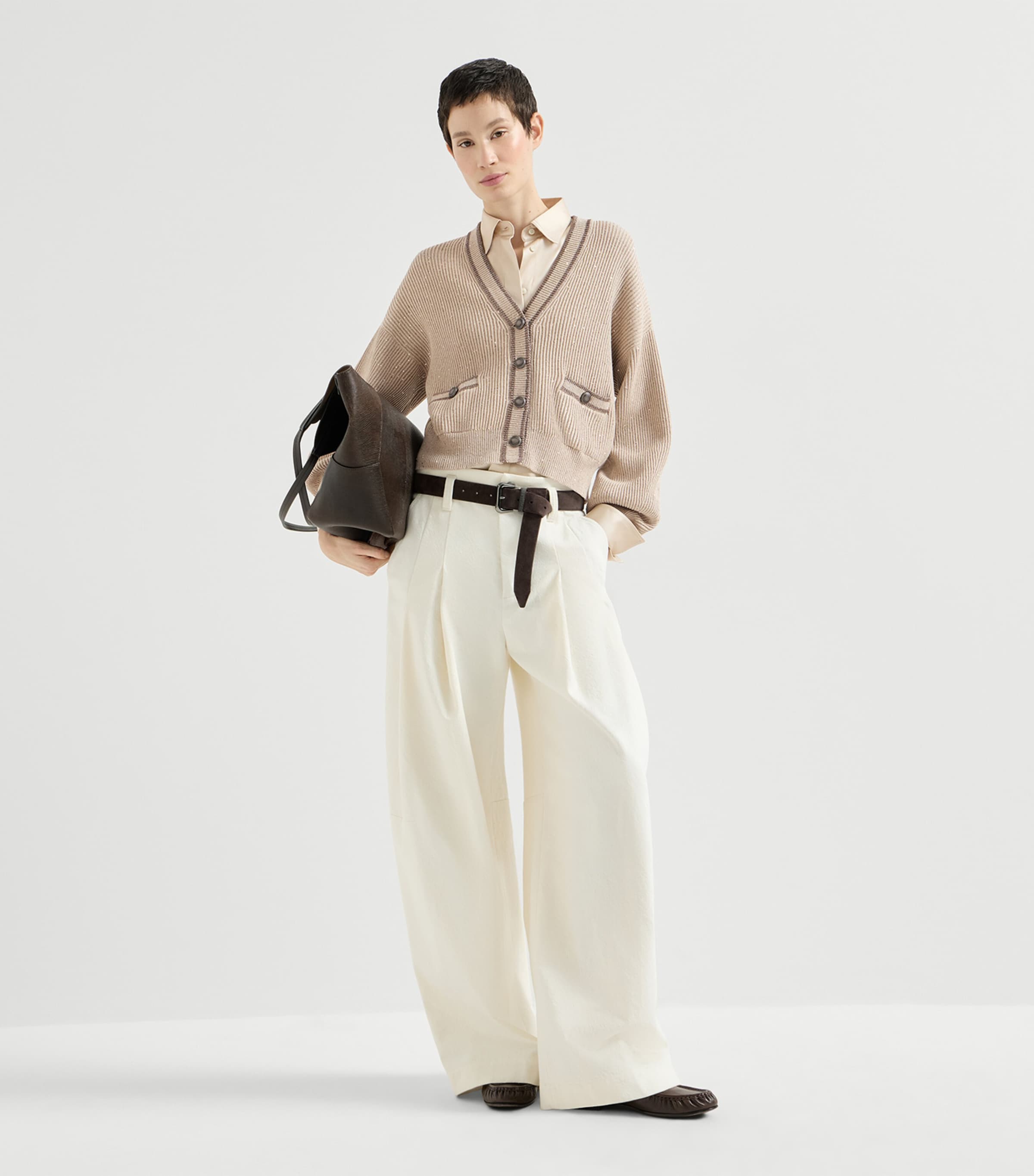 Brunello Cucinelli Womens Stretch-Silk Satin Shirt Image 2