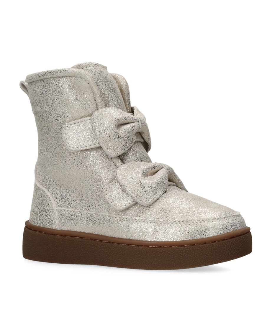 Leather Metallic Isa Boots SILVER Image 3