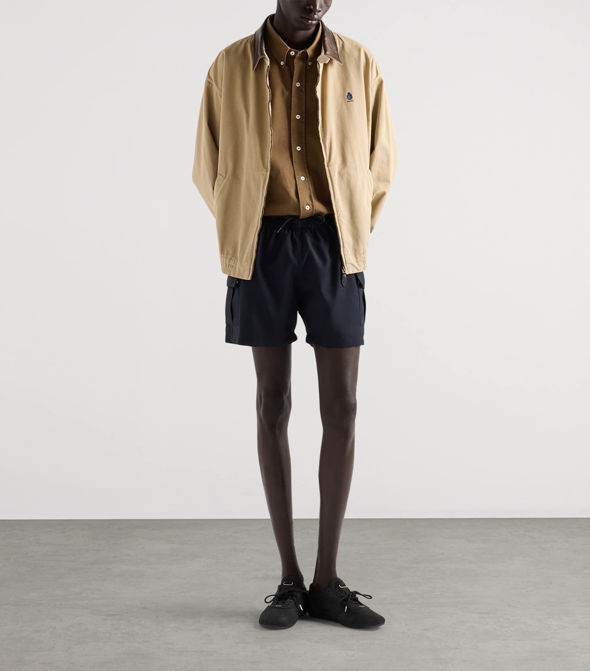Prada Mens Cotton Logo Shirt Brown Image 2