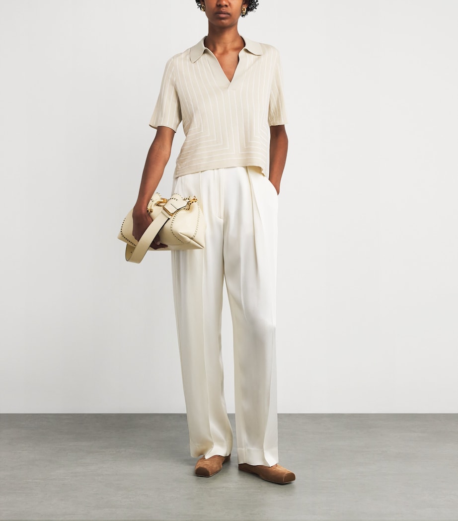 Silk-Cotton-Blend Geometric Jacquard Polo Shirt AFFOGATO/IVORY Image 2