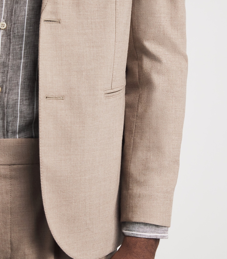 Alan Scott Mens Worsted Cashmere Slim Blazer Natural Image 3