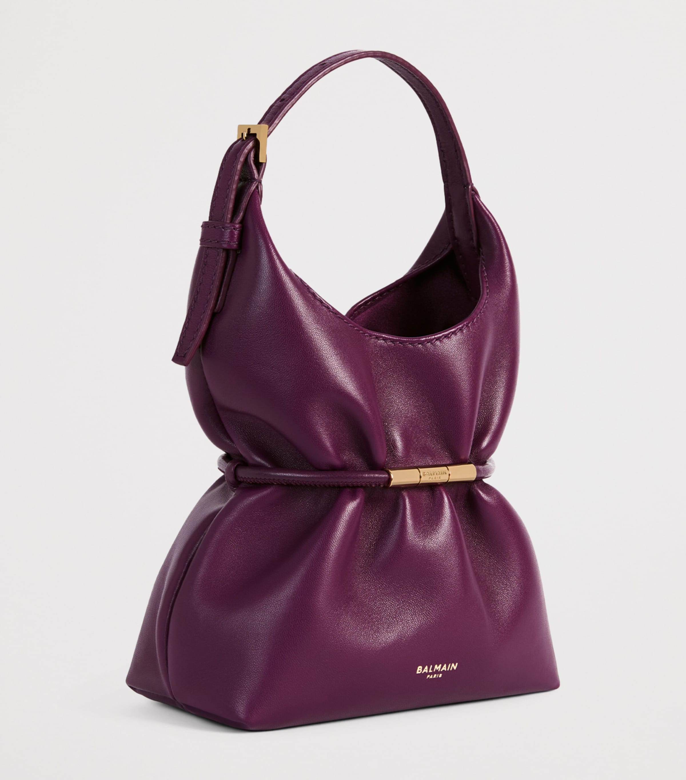 Balmain Mini Lambskin Sphynx Top-Handle Bag Merlot Image 3
