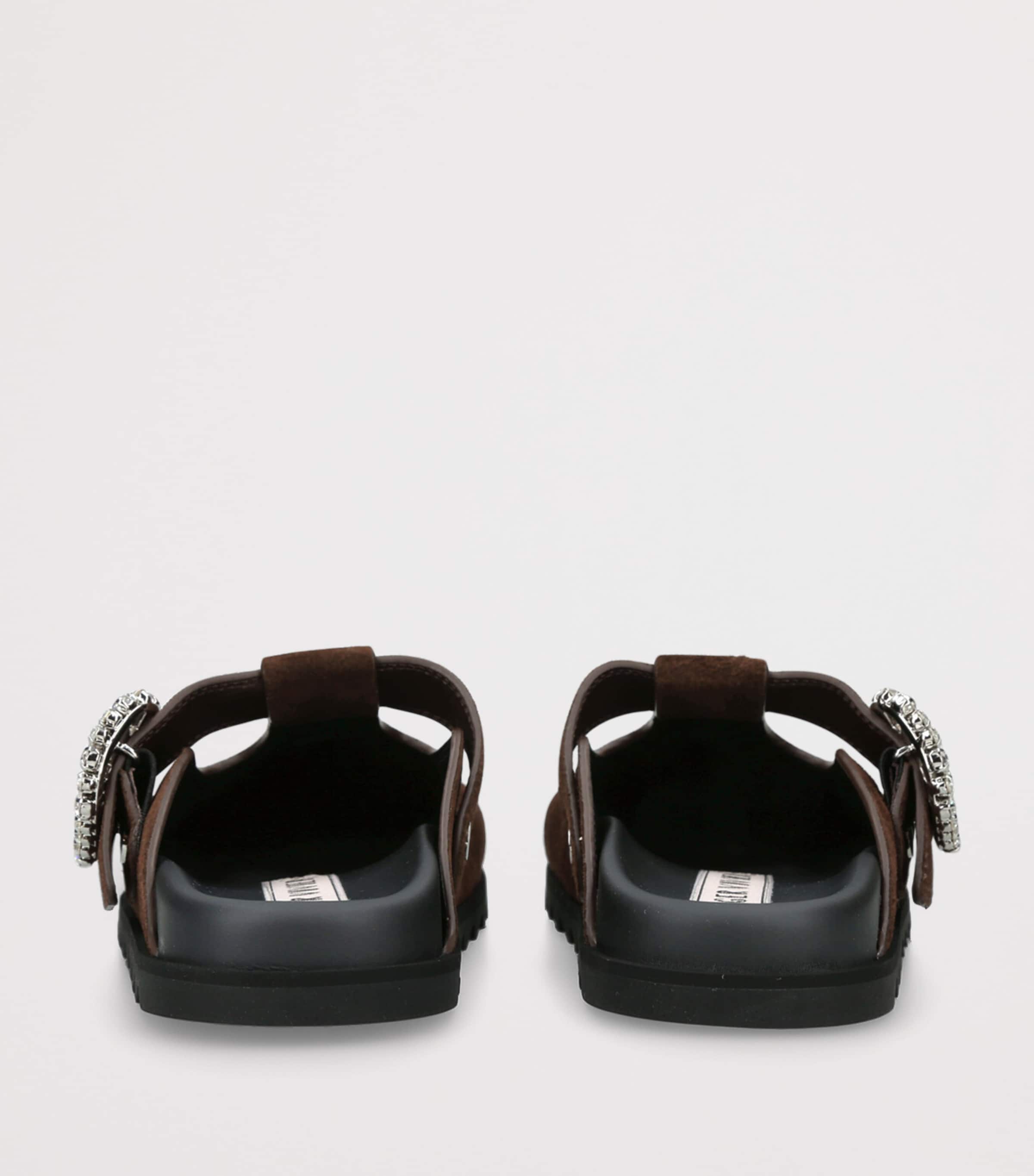 Roger Vivier Suede Slidy Viv' Mules Dark Brown Image 2