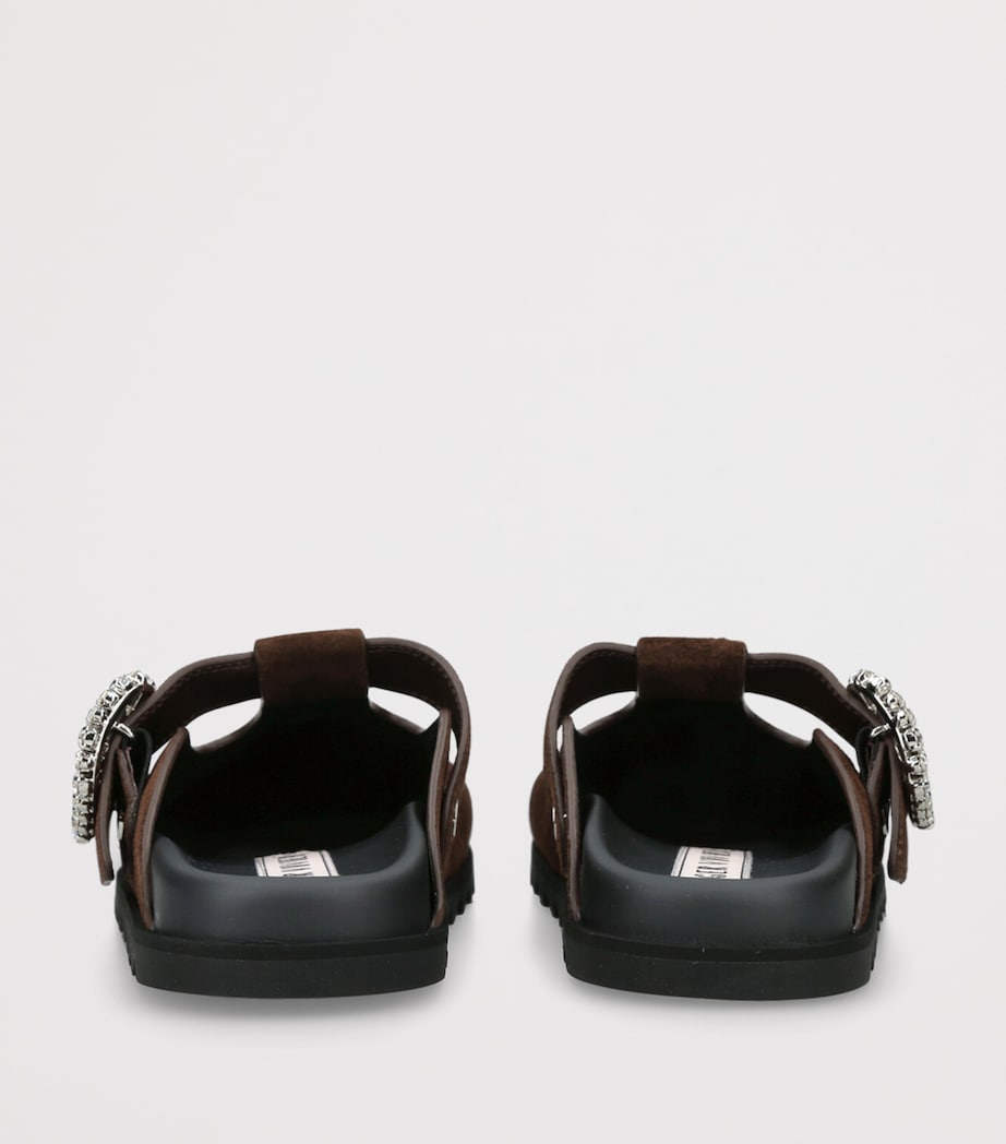 Roger Vivier Suede Slidy Viv' Mules Dark Brown Image 2