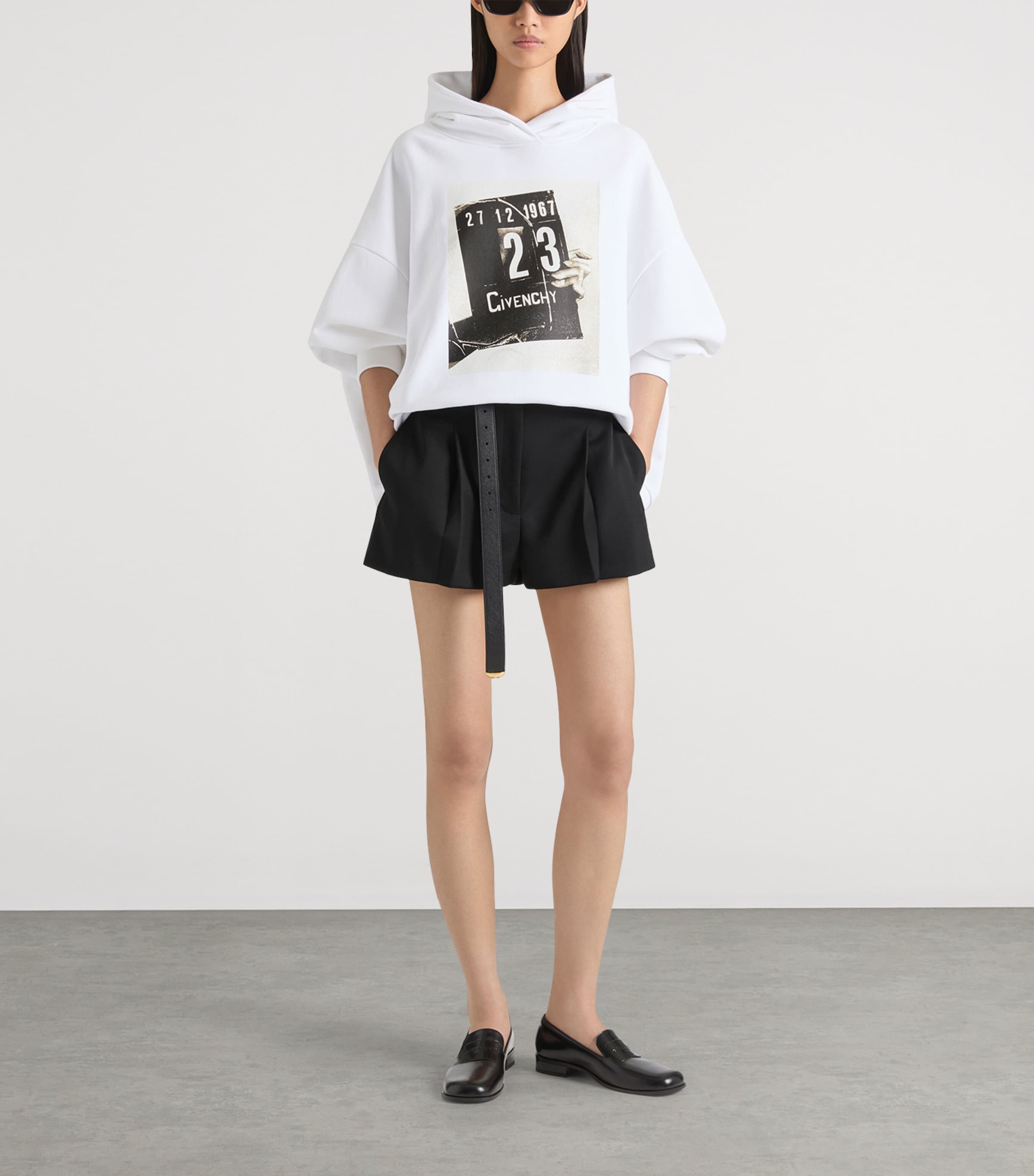 Clapperboard Print Hoodie WHITE/BLACK Image 2