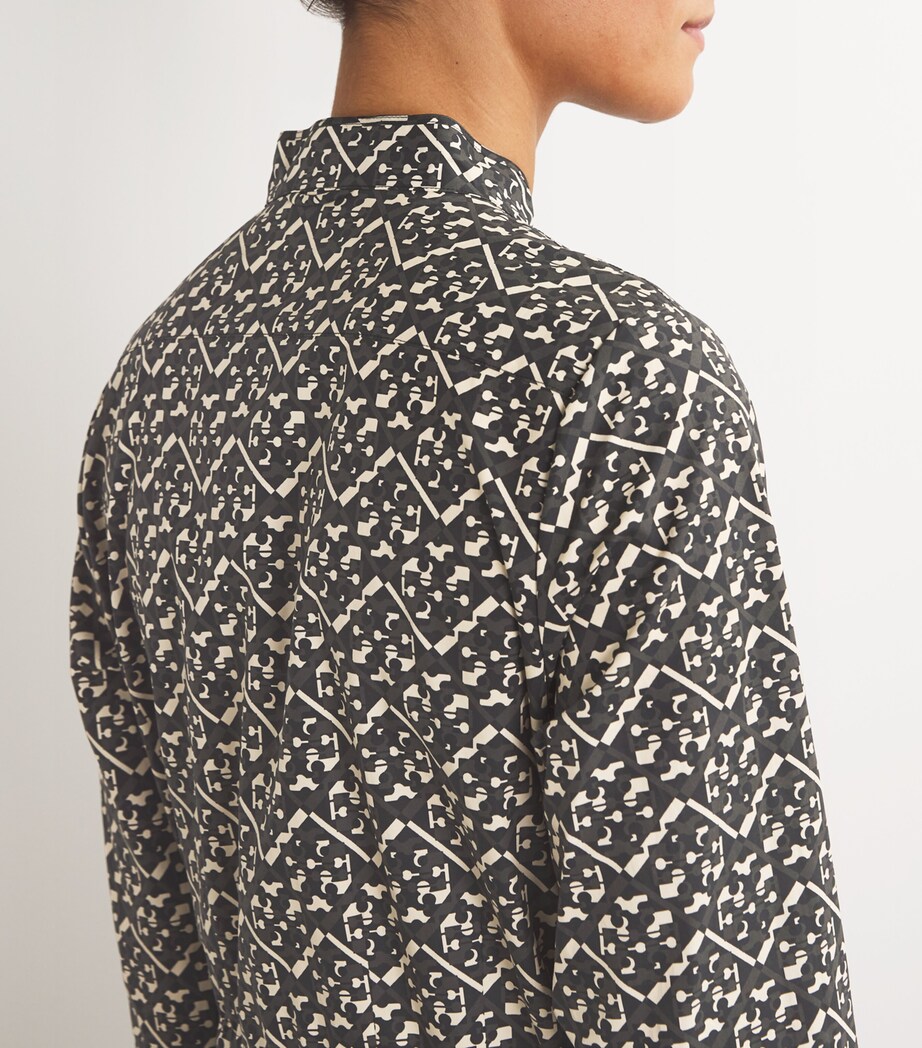 Cotton Printed Midi Dress 001 BLACK Image 6