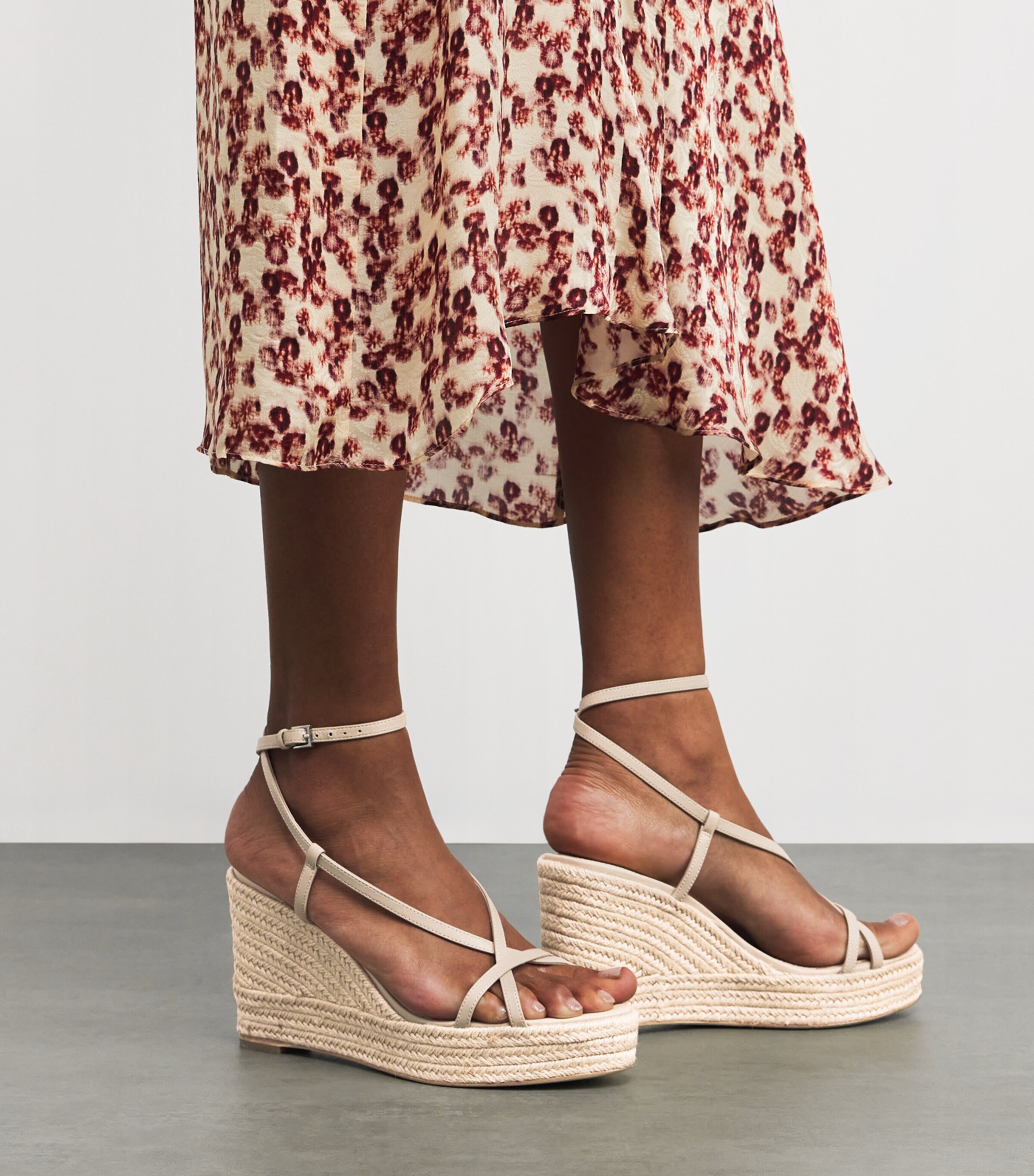 PAIGE Leather Marlowe Wedge Sandals 105 Light Tan Image 2
