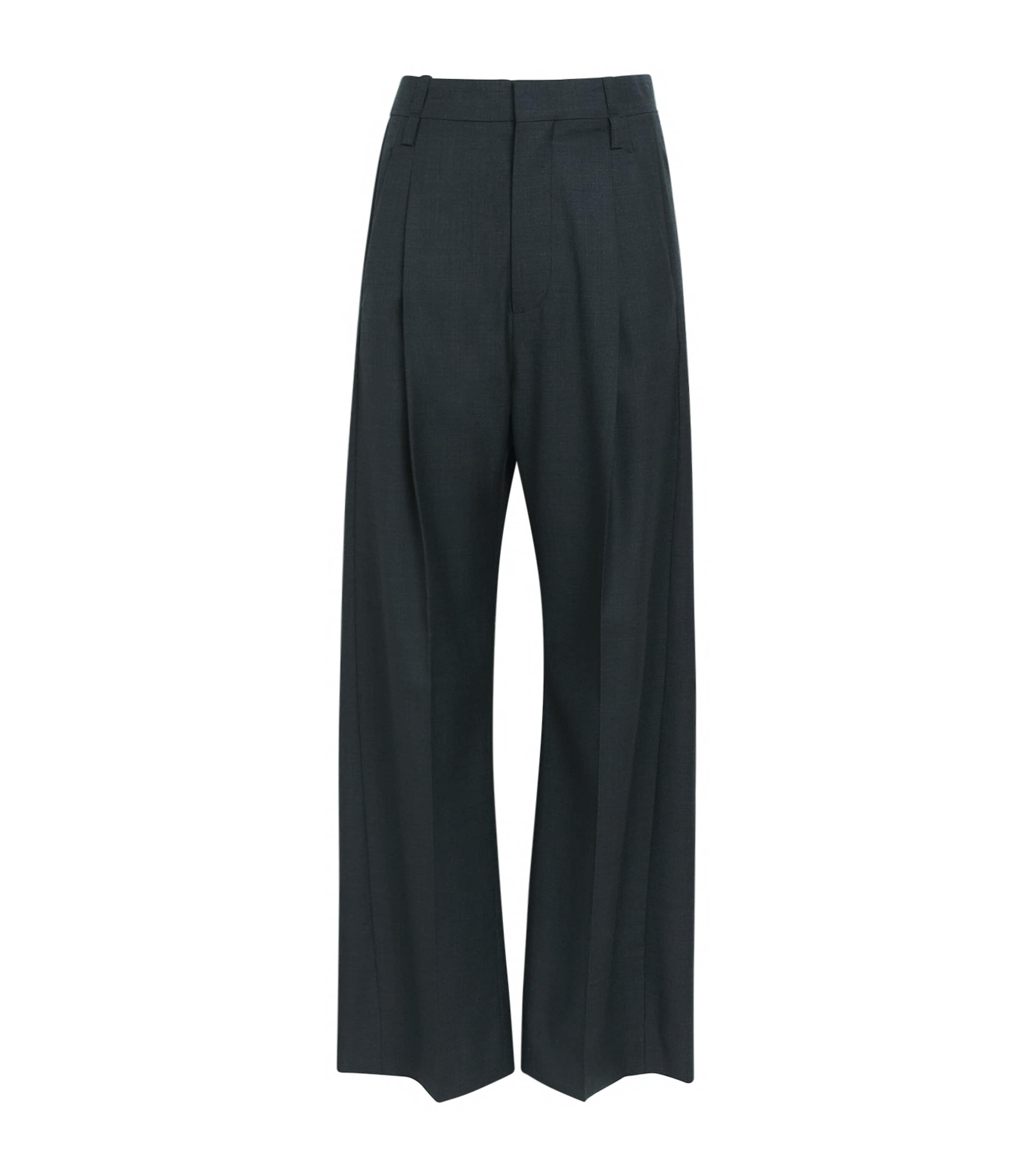 Victoria Beckham Womens Virgin Wool Ethel Trousers Green Image 1