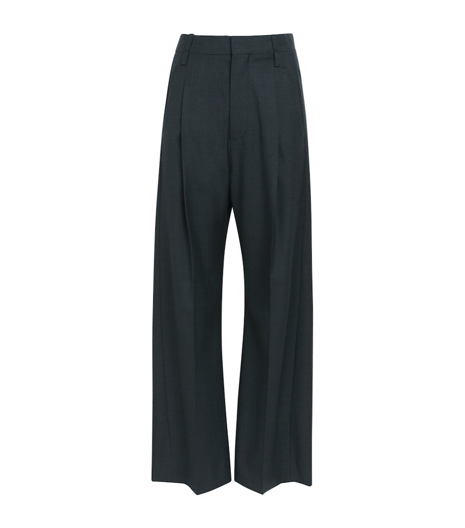 Victoria Beckham Womens Virgin Wool Ethel Trousers Green Image 1
