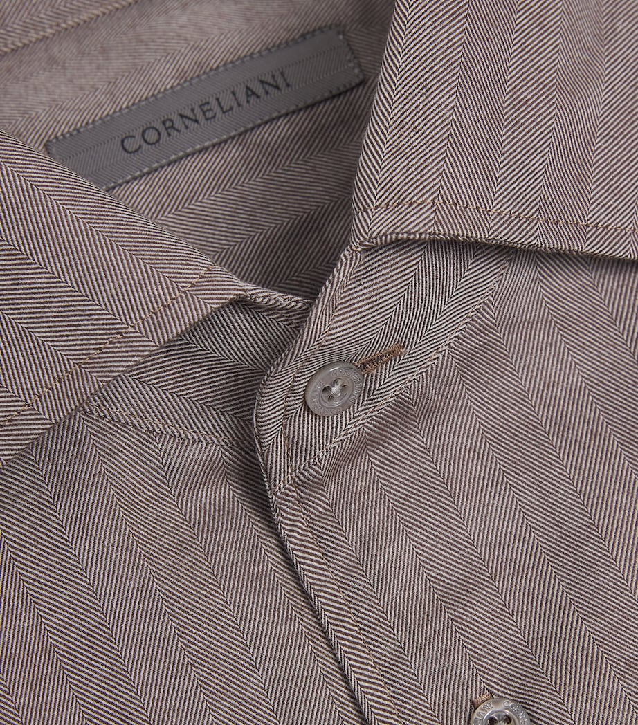 Cotton-Blend Herringbone Shirt 031 BRICK BROWN Image 5