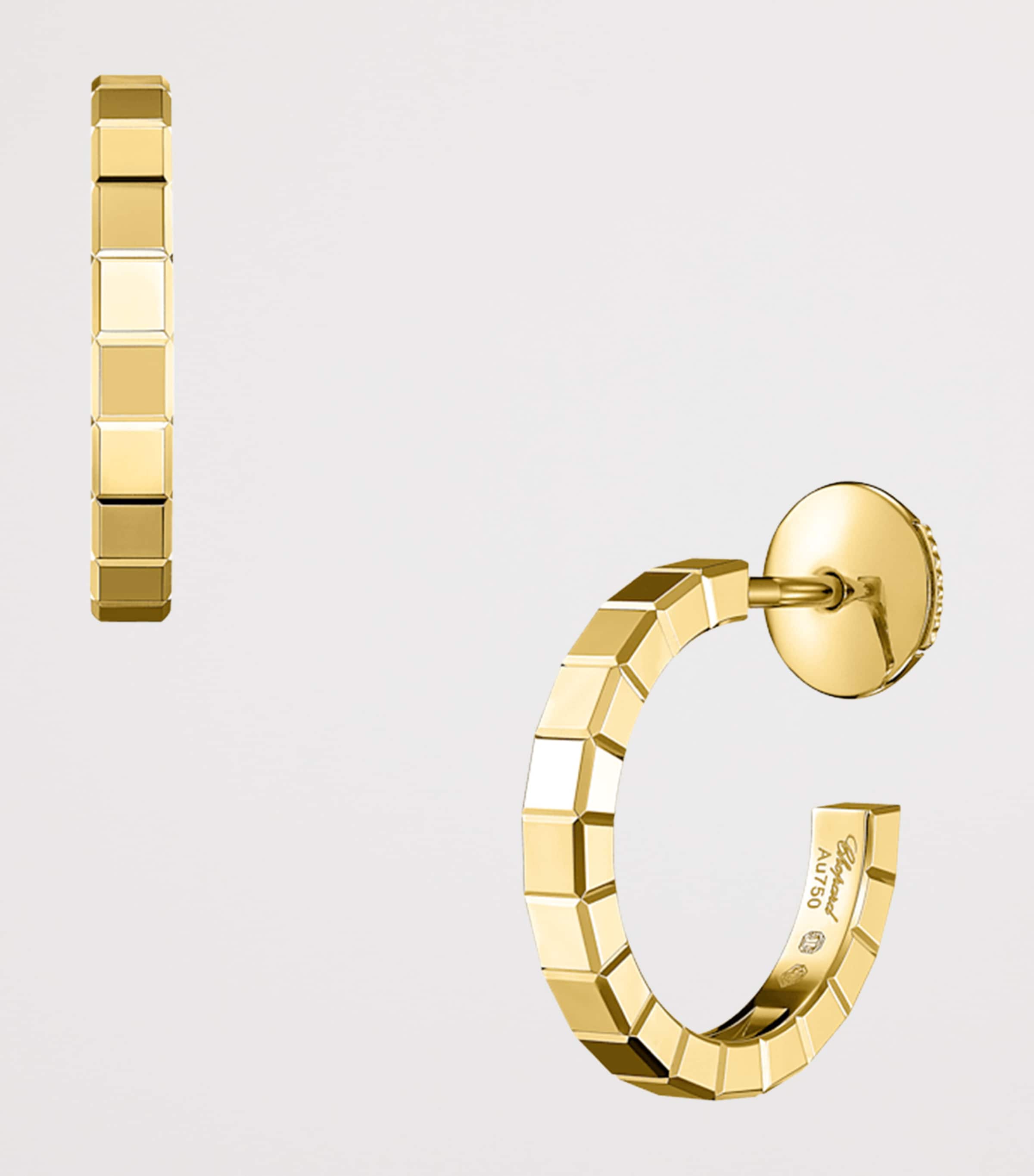 Small Yellow Gold Ice Cube Hoop Earrings 18K YELLOW GOLD Image 2