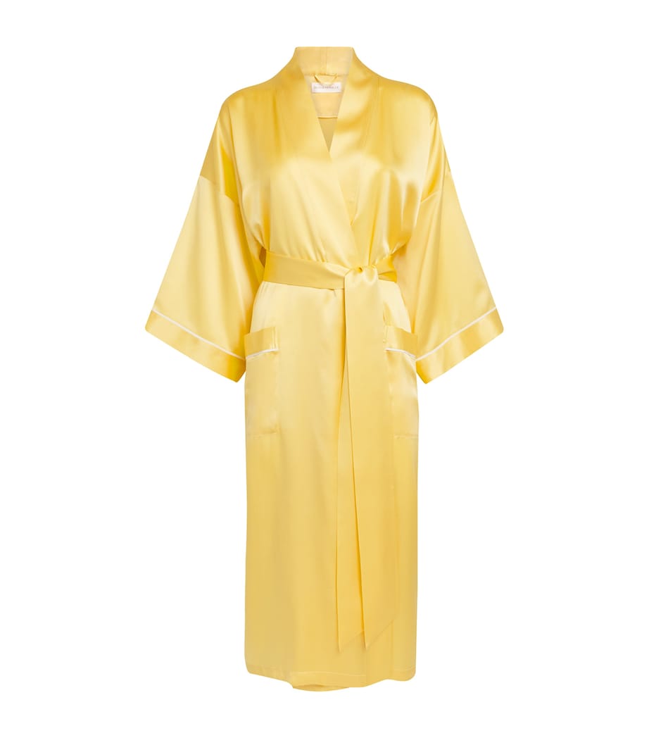 Olivia von Halle Womens Silk Sabine Night Robe Limon Image 1