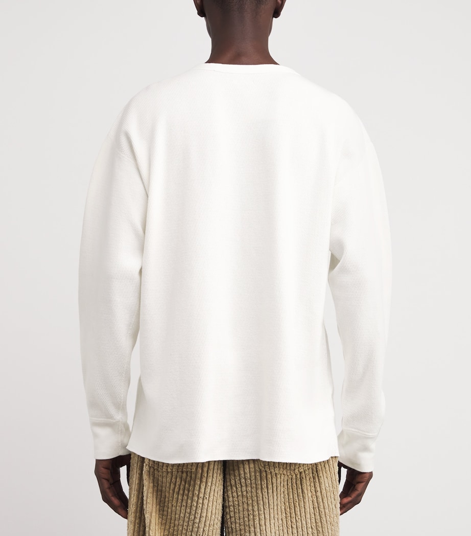 Cotton Waffle-Knit Embroidered T-Shirt WHITE Image 4