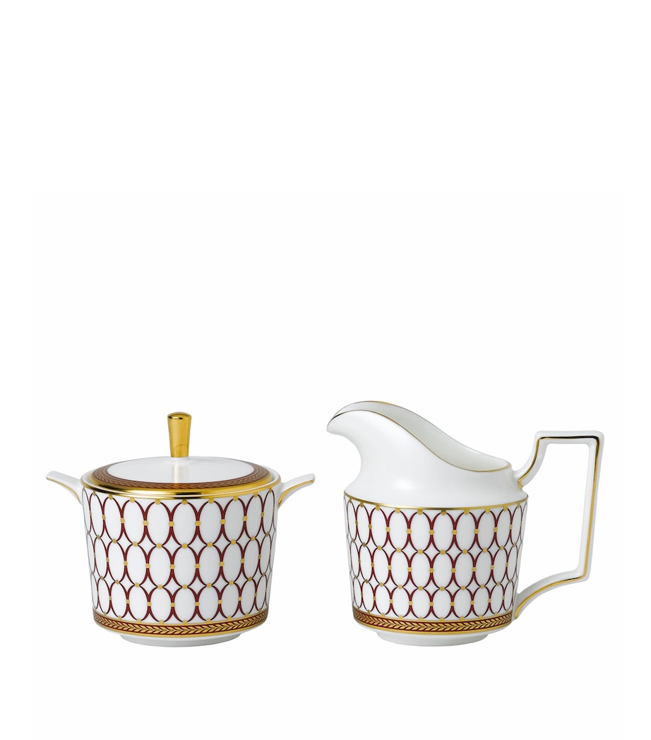 Renaissance Red Sugar Bowl and Creamer RED Image 1