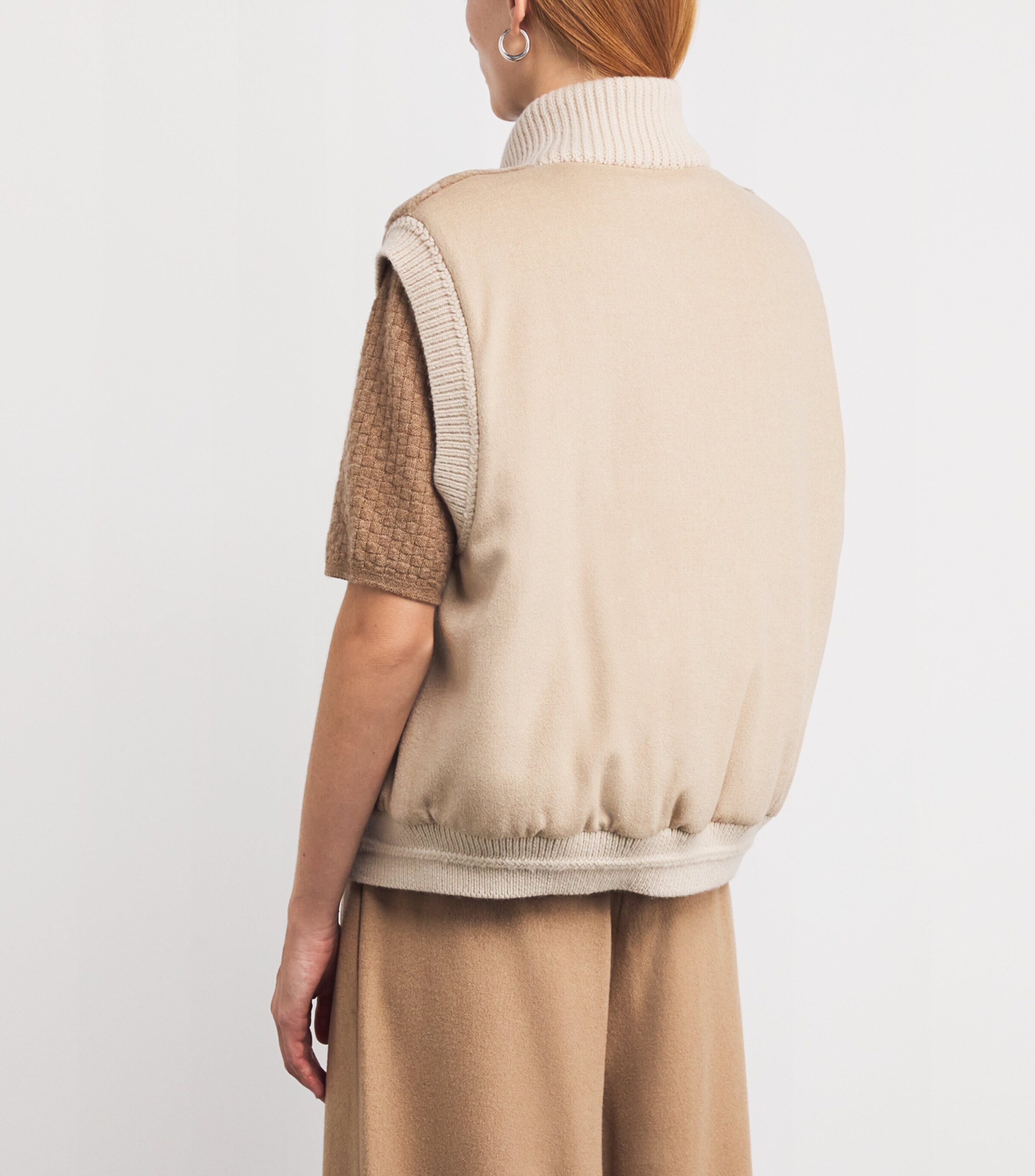 Lafayette 148 Womens Merino Wool-Cashmere Knitted Padded Gilet Natural Image 4