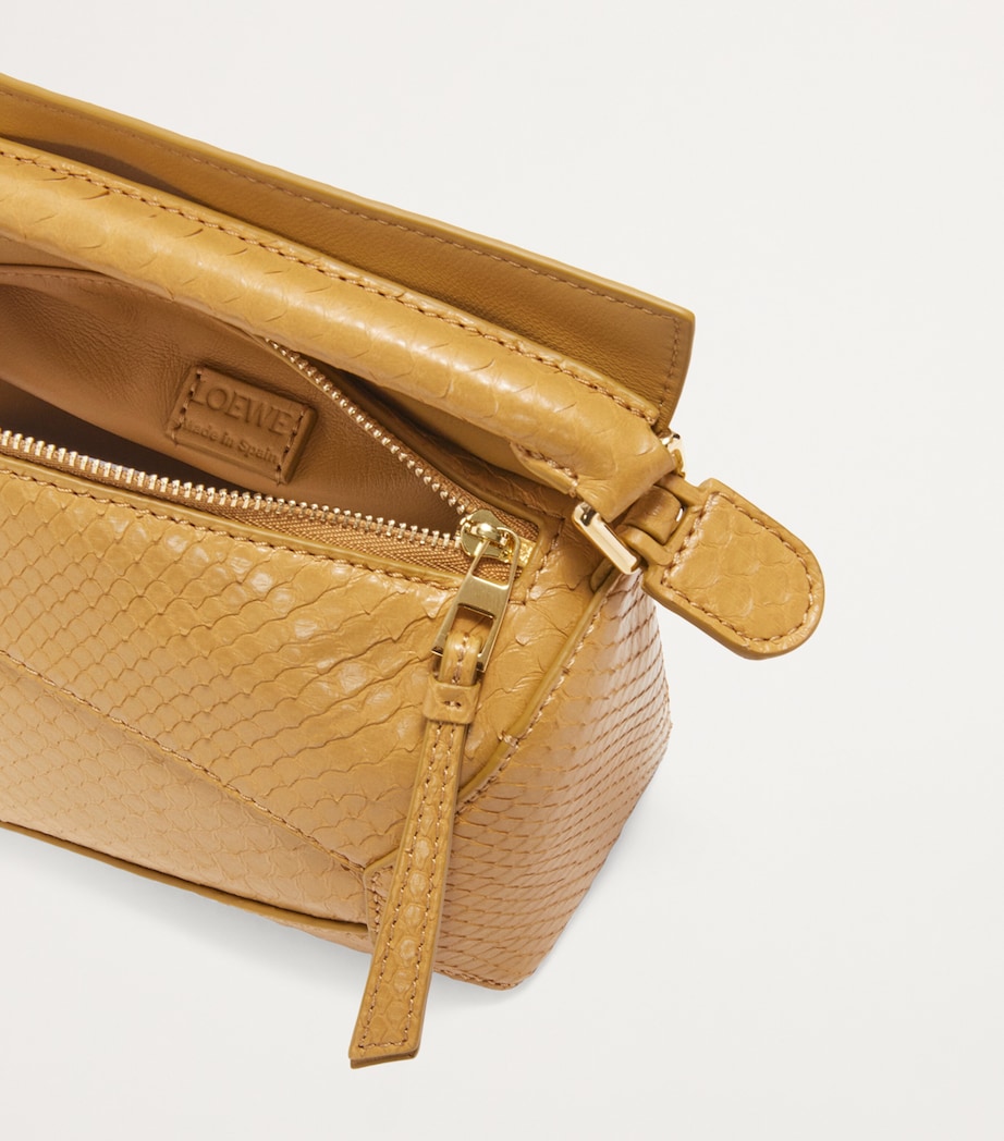 Mini Snakeskin Puzzle Edge Top-Handle Bag SAHARA Image 5