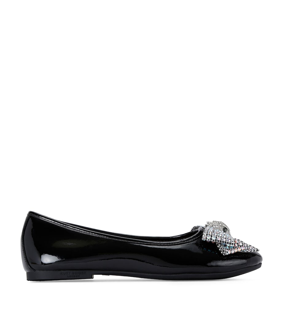 Patent Leather Mini Eagle Bow Ballet Flats BLACK Image 1