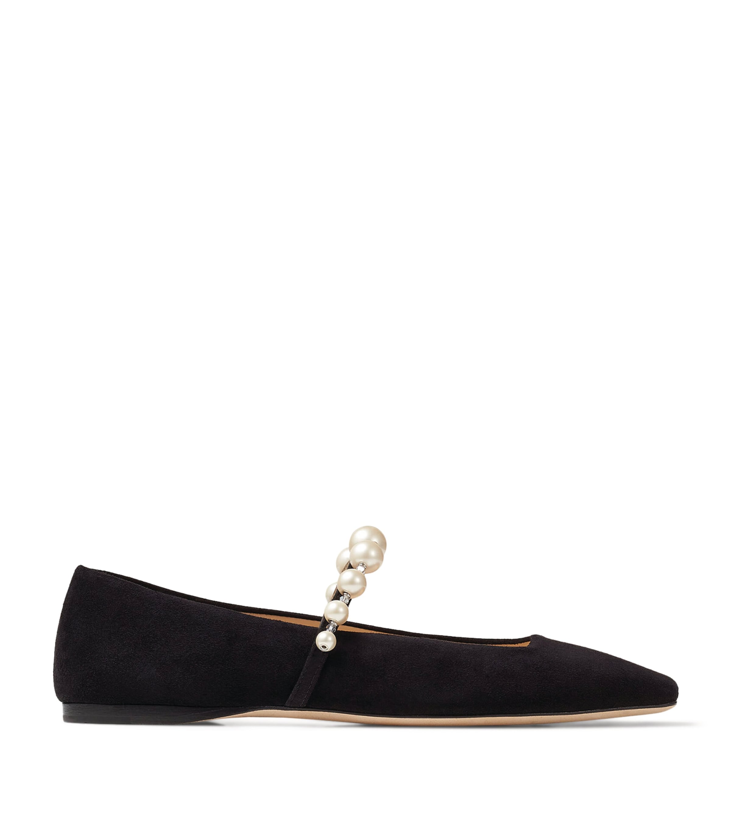 Shop Jimmy Choo Ade Embellished Suede Ballerina Flats